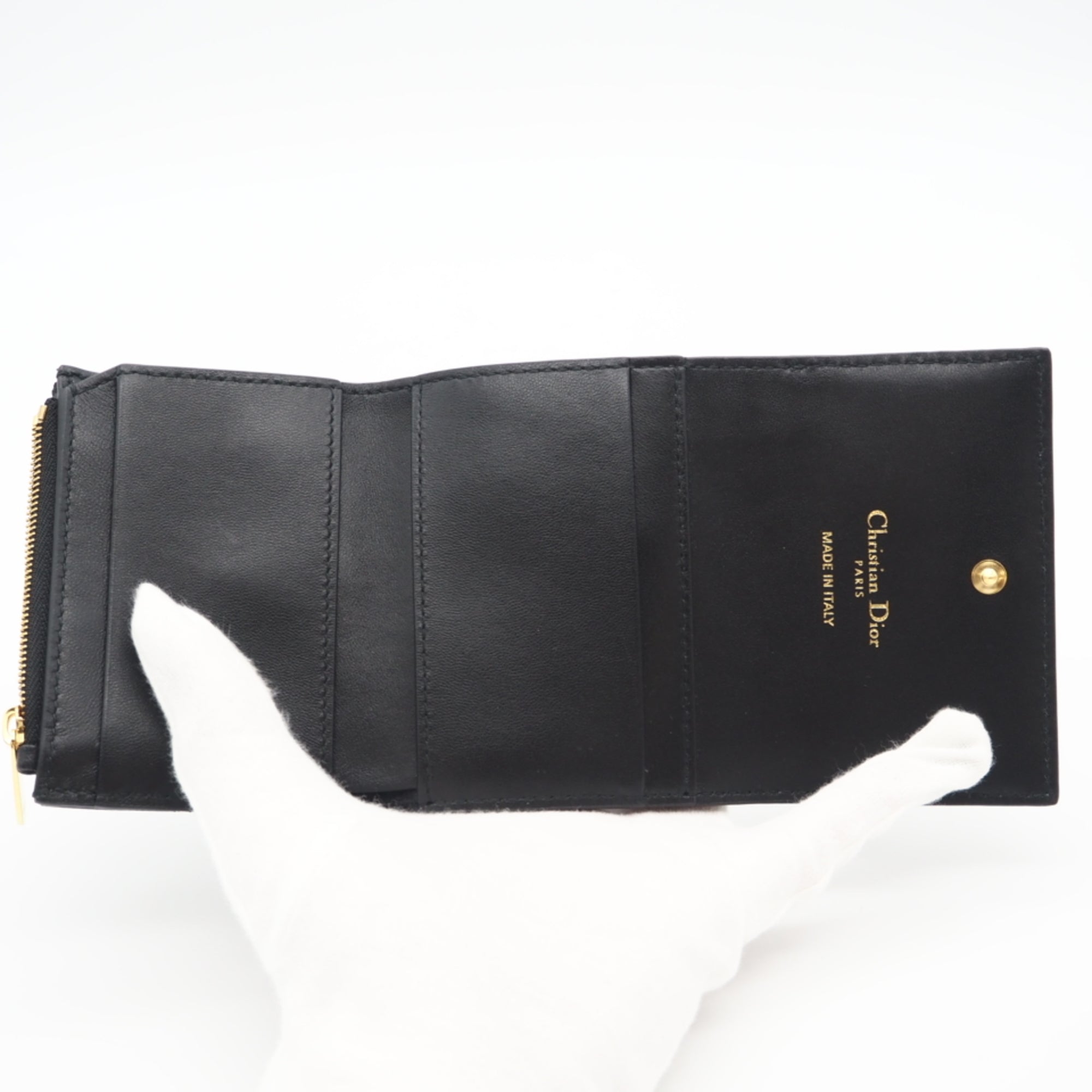 Christian Dior Black Leather Wallet (Tri-Fold) (Pre-Owned)