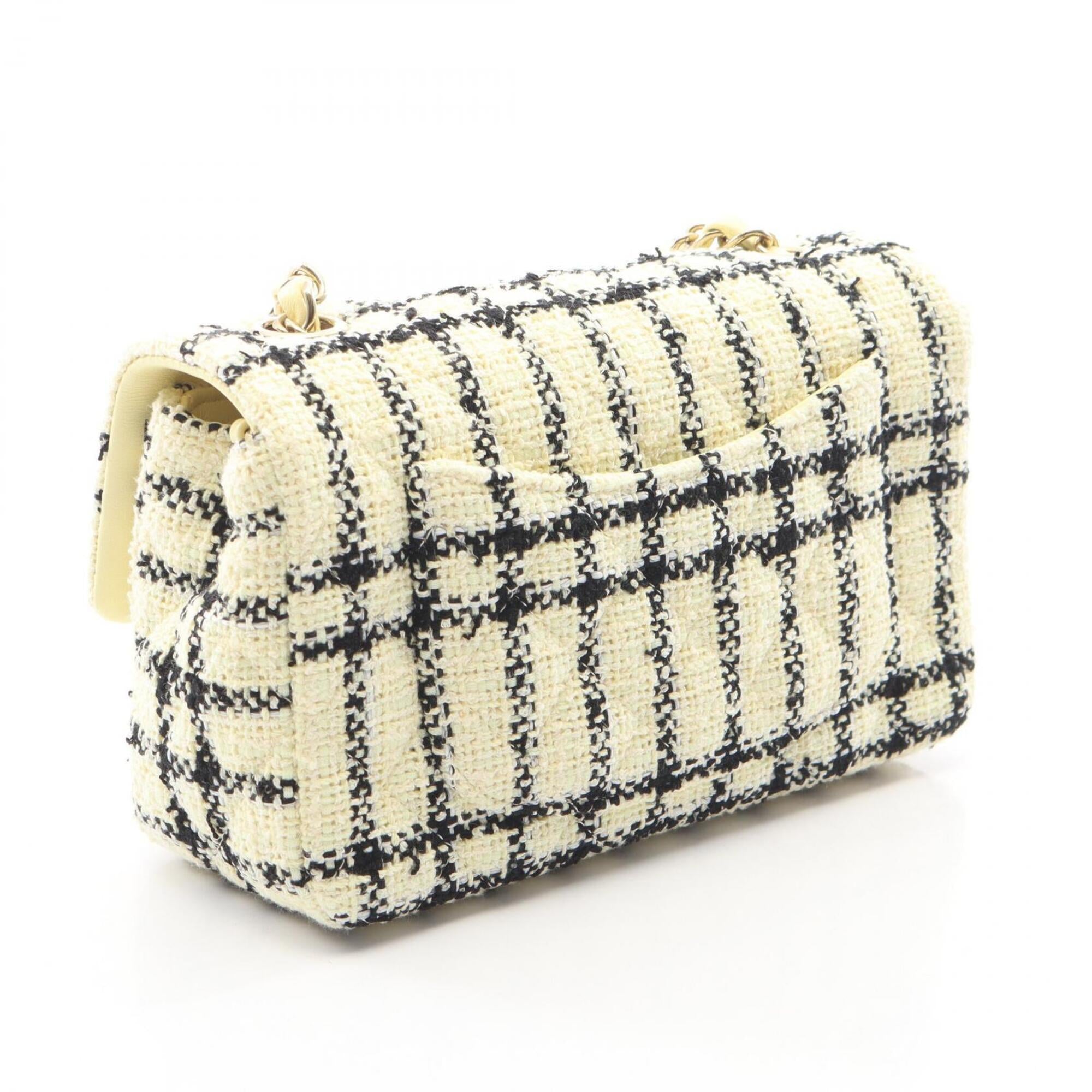 Chanel Black Ivory Fabric Handbag Shoulder Bag (Pre-Owned)