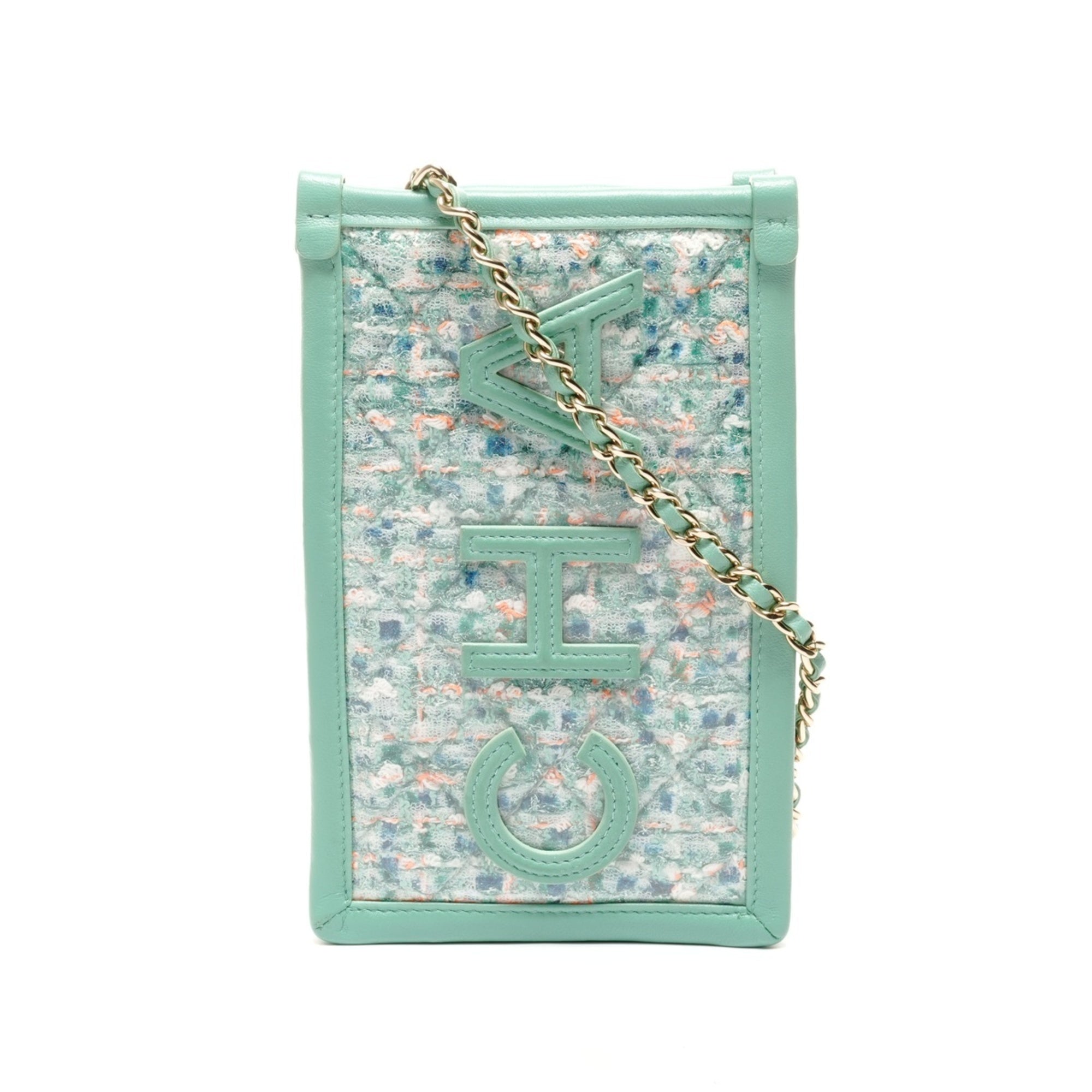 Chanel Green Tweed Pvc Shoulder Bag (Pre-Owned)