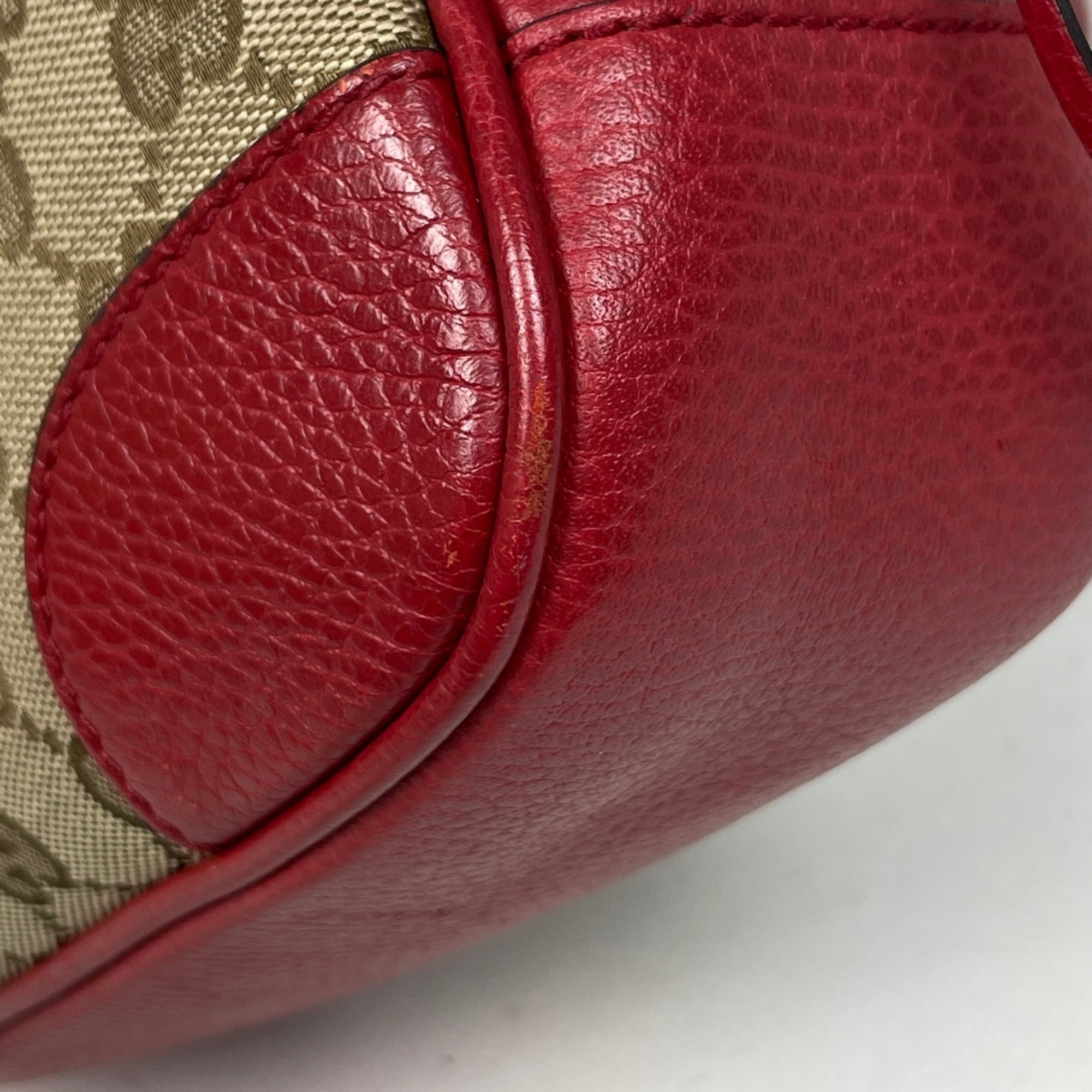 Gucci Gg Canvas Brown Red Color Gg Canvas Leather Shoulder Bag (Pre-Owned)