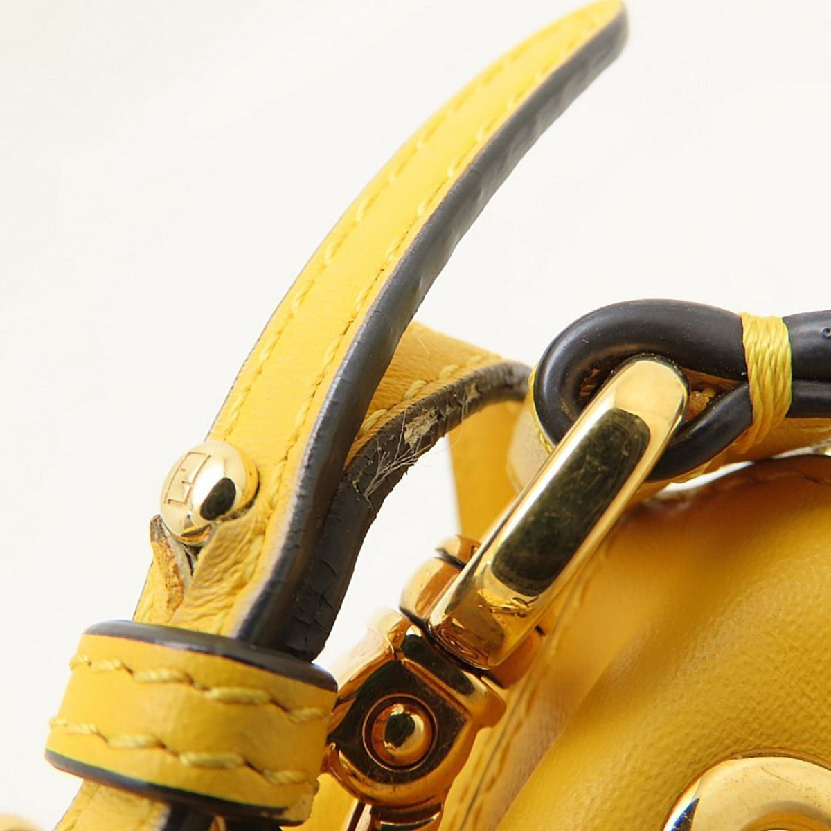 Fendi Blue Yellow Cotton Leather Shoulder Bag (Pre-Owned)