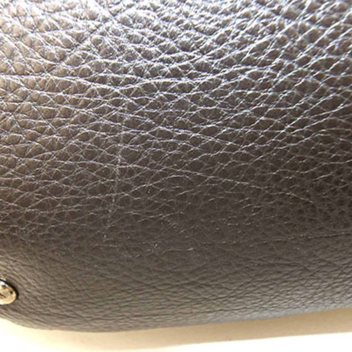 Salvatore Ferragamo Gancini Charcoal Gray Leather Handbag (Pre-Owned)