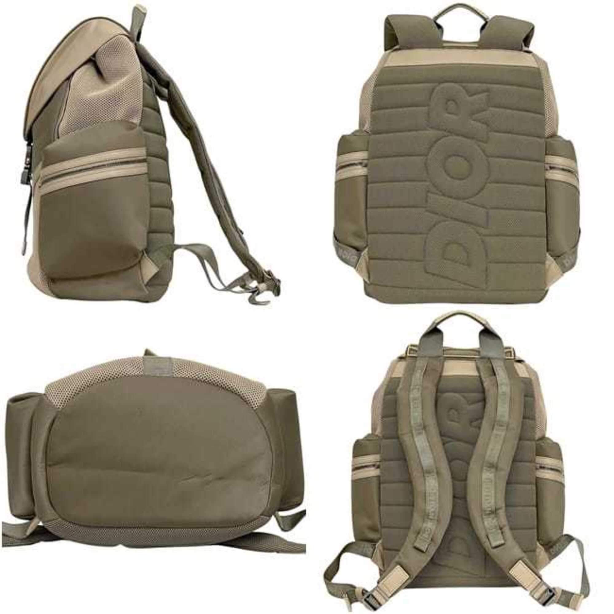 Christian Dior Beige Khaki Nylon Rubber Leather Backpack (Pre-Owned)
