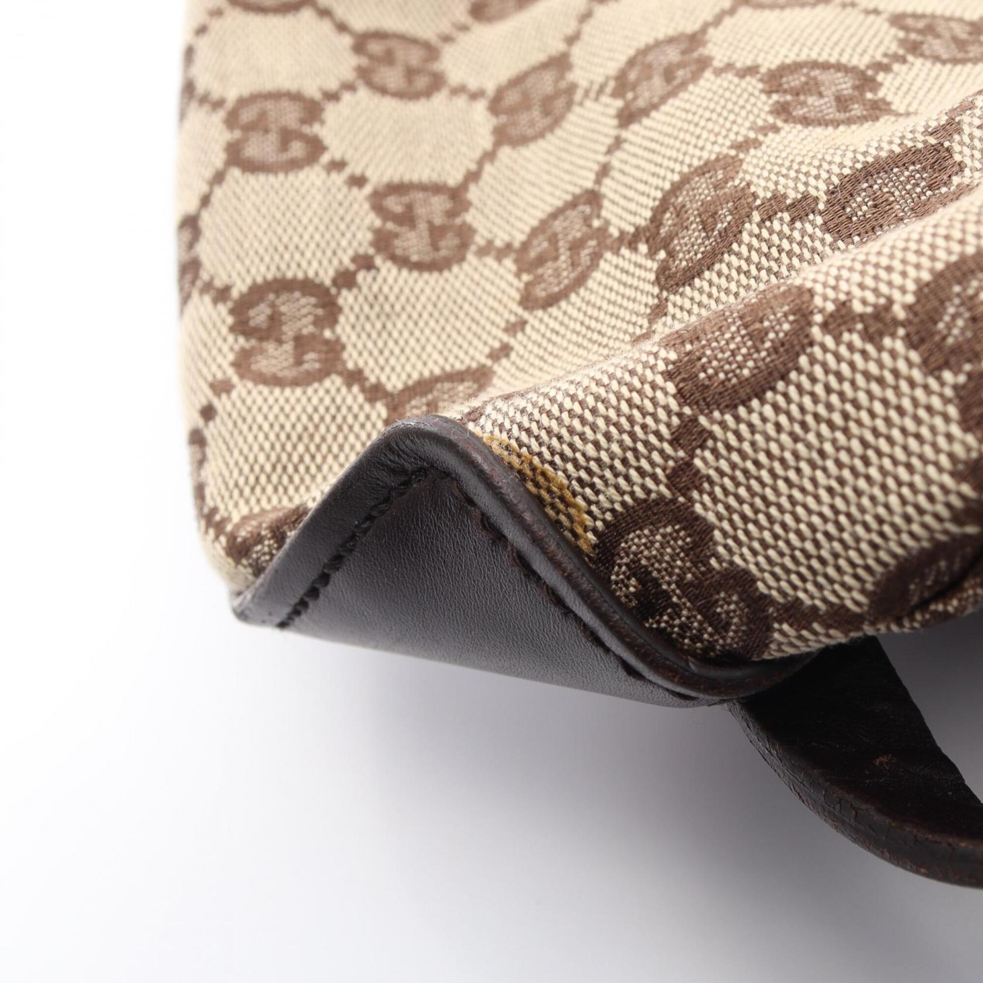 Gucci Beige Brown Canvas Leather Handbag Tote Bag (Pre-Owned)