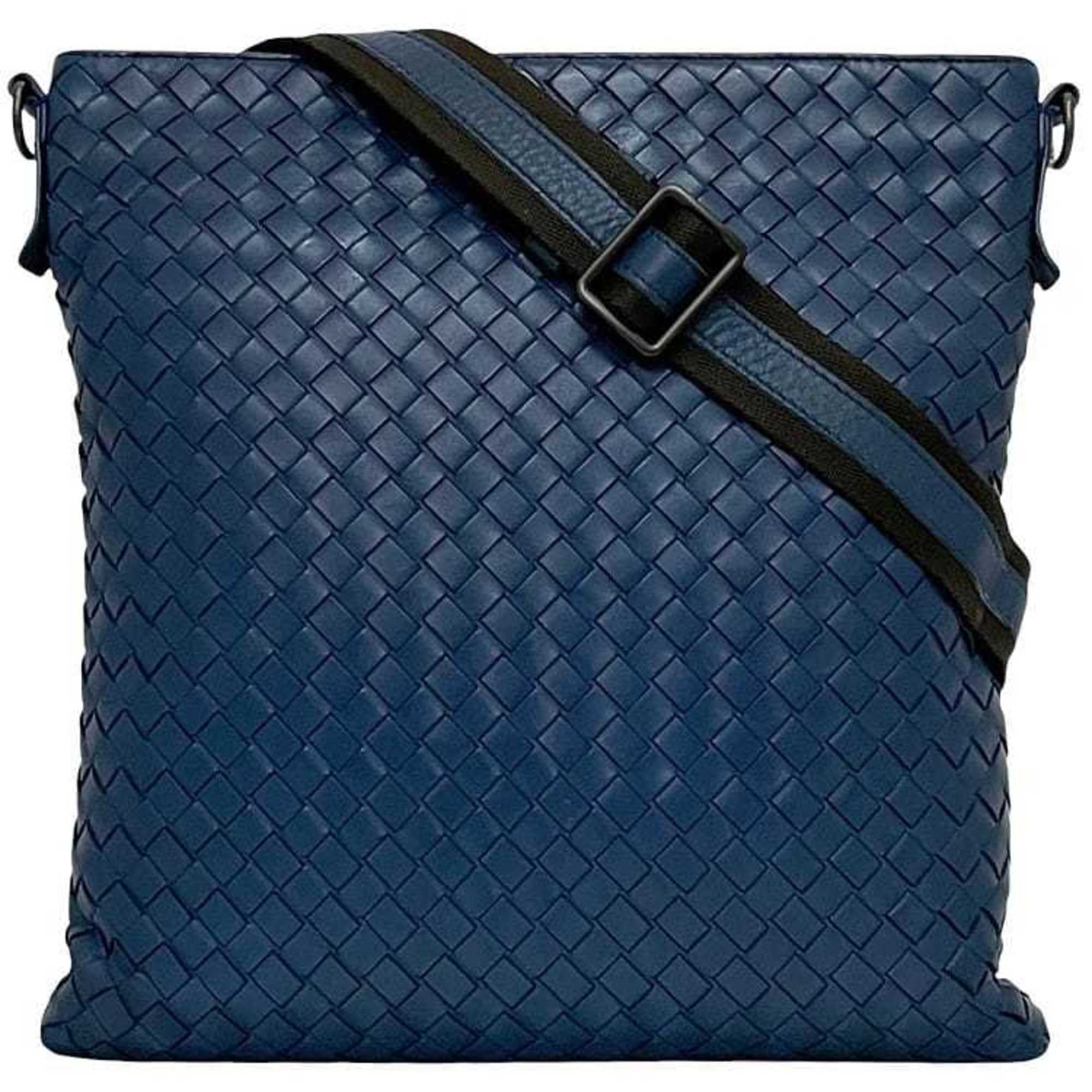 Bottega Veneta Blue Intrecciato Shoulder Bag (Pre-Owned)