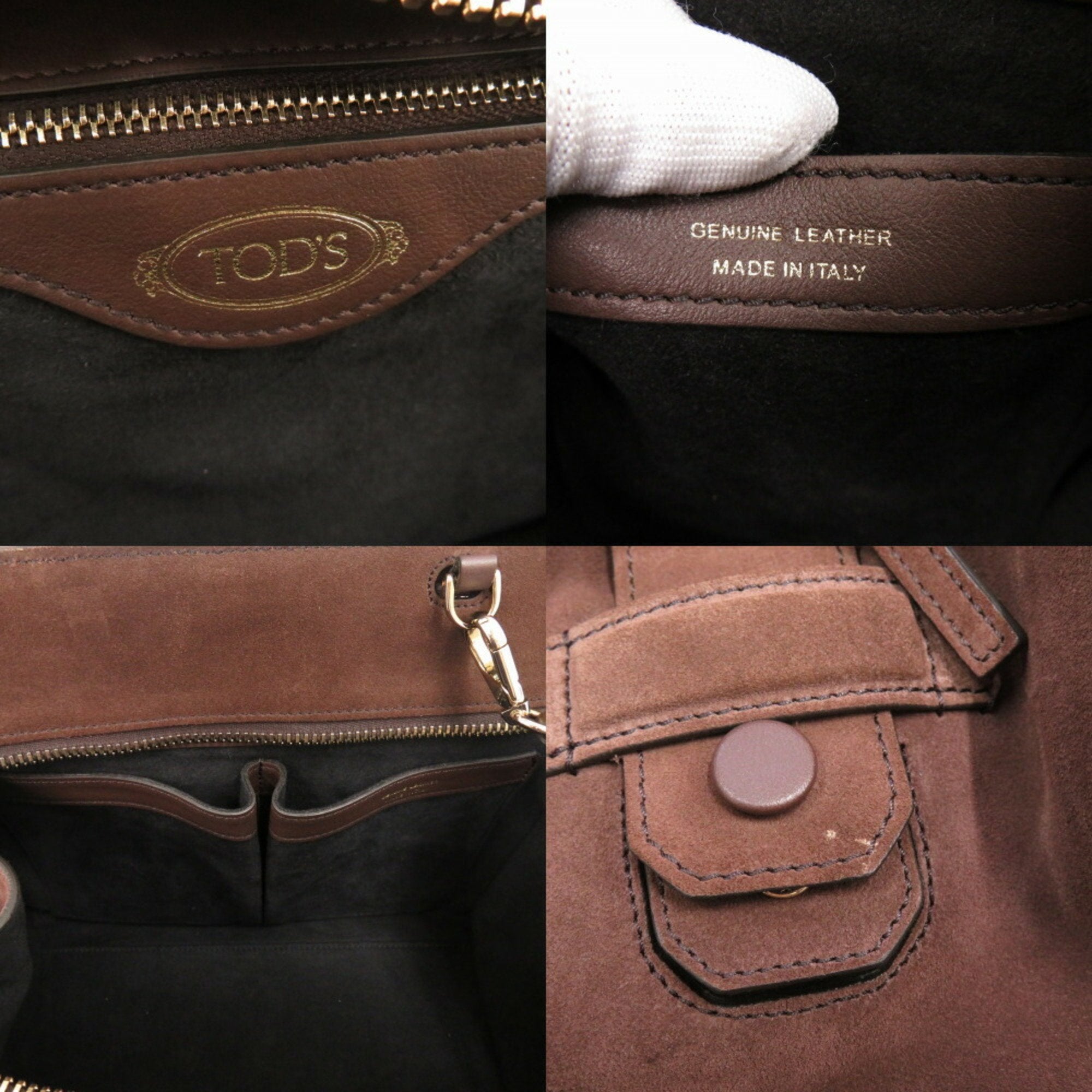 Tod's Brown Suede Leather Handbag Shoulder Bag (Pre-Owned)