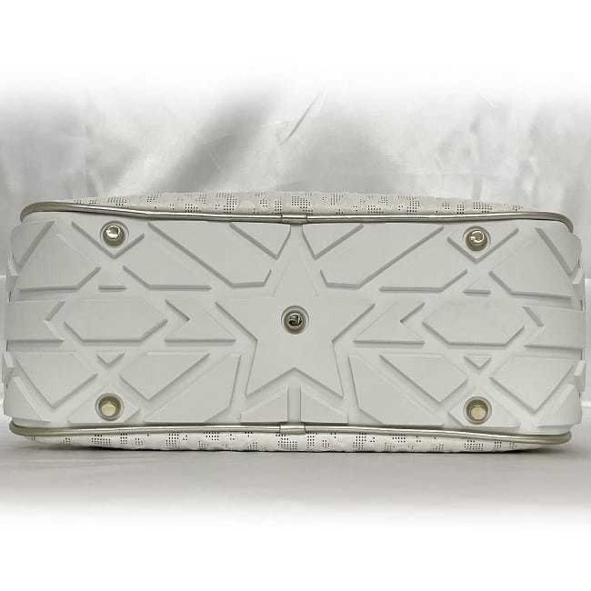Christian Dior Trotter White Leather Rubber Boston Bag Handbag (Pre-Owned)