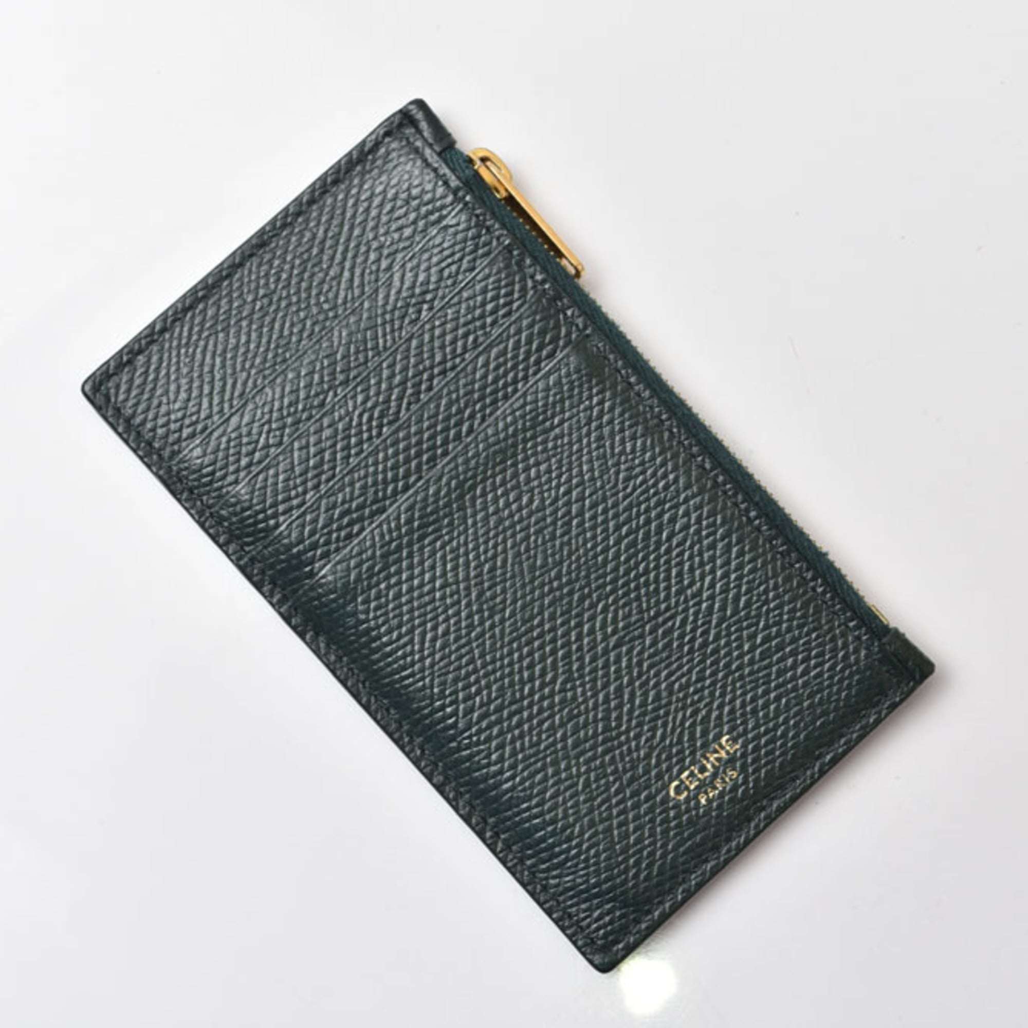 Celine Green Leather Coin Purse/Coin Case (Pre-Owned)