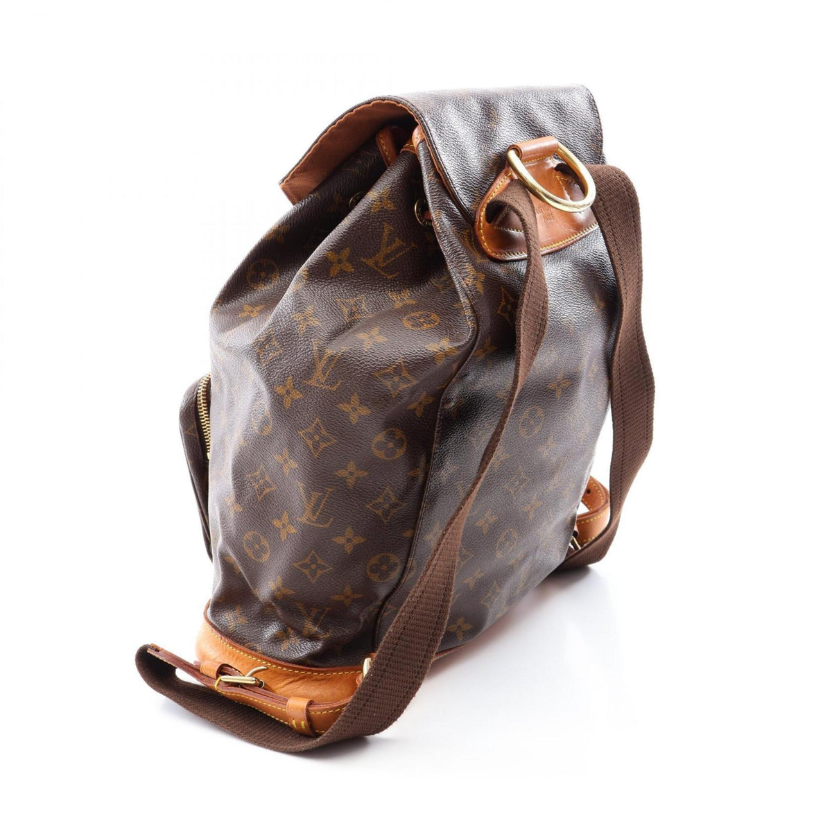 Louis Vuitton Brown Coated Canvas Leather Backpack Handbag (Pre-Owned)