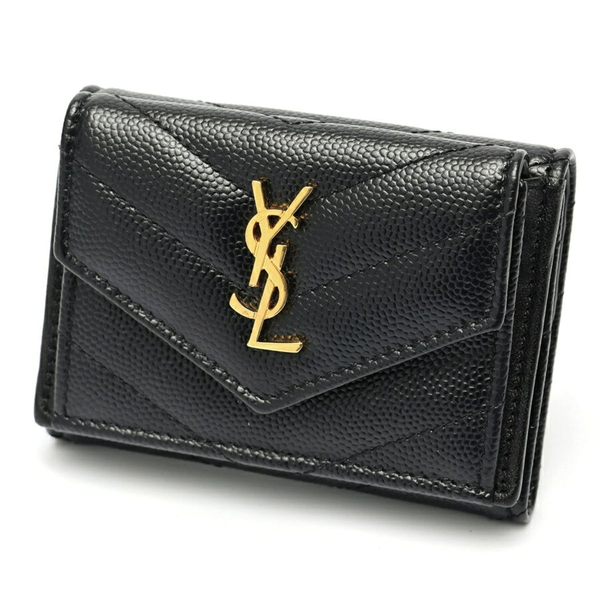 Saint Laurent Black Leather Wallet (Tri-Fold) (Pre-Owned)