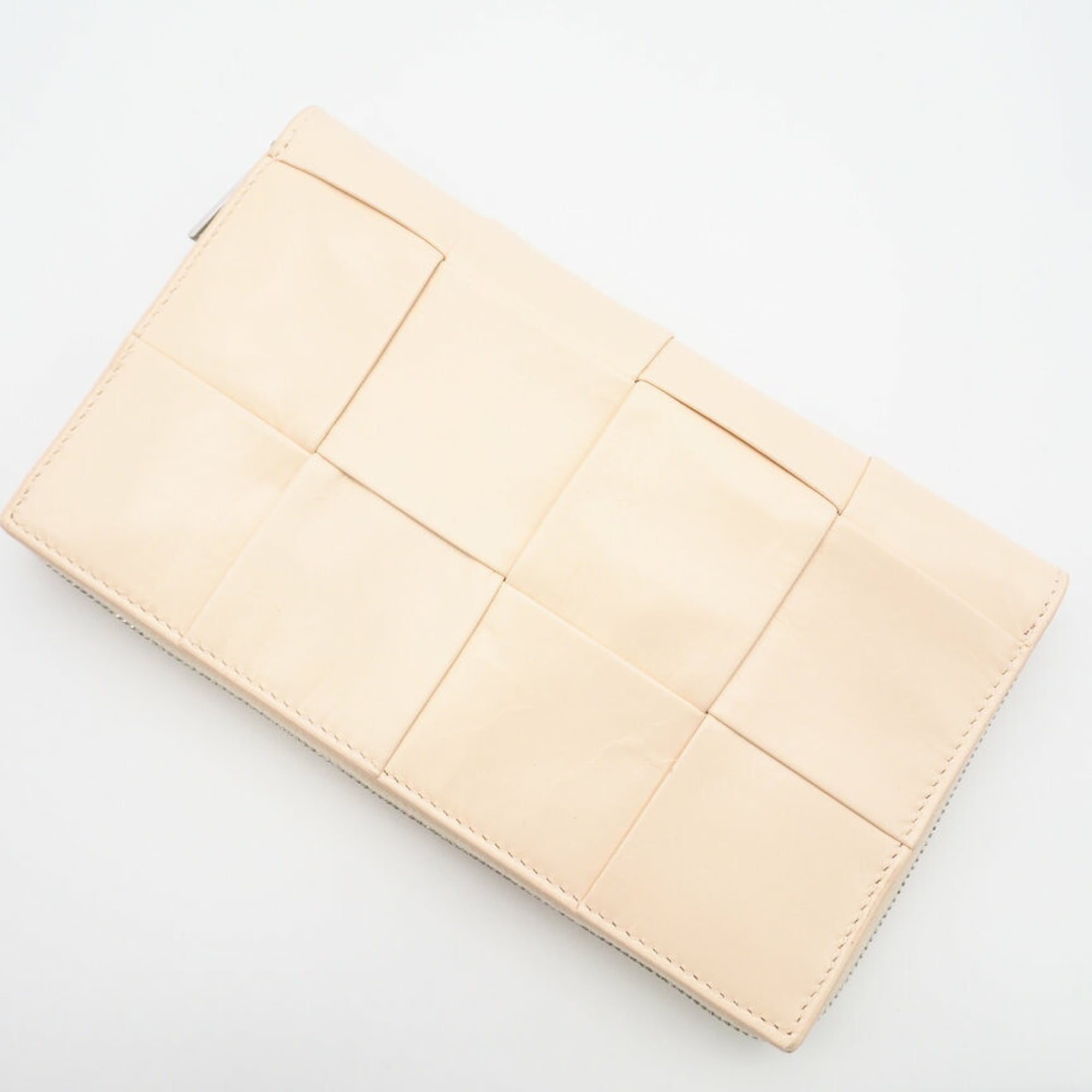Bottega Veneta Beige Intrecciato Leather Long Wallet (Bi-Fold) (Pre-Owned)