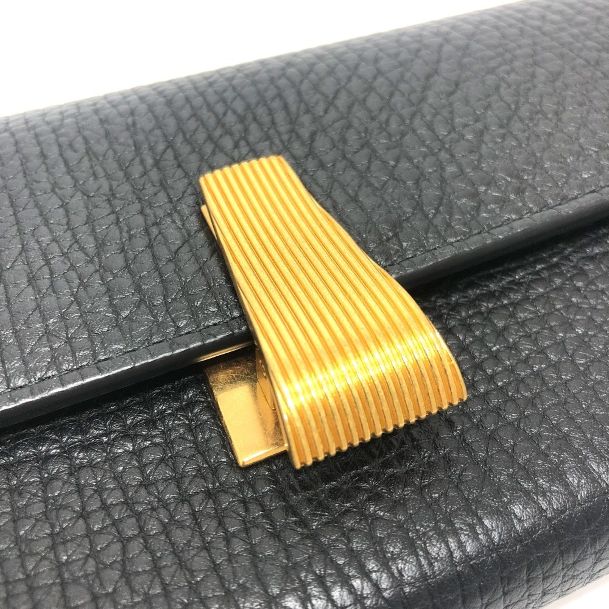 Bottega Veneta Black Leather Long Wallet (Bi-Fold) (Pre-Owned)