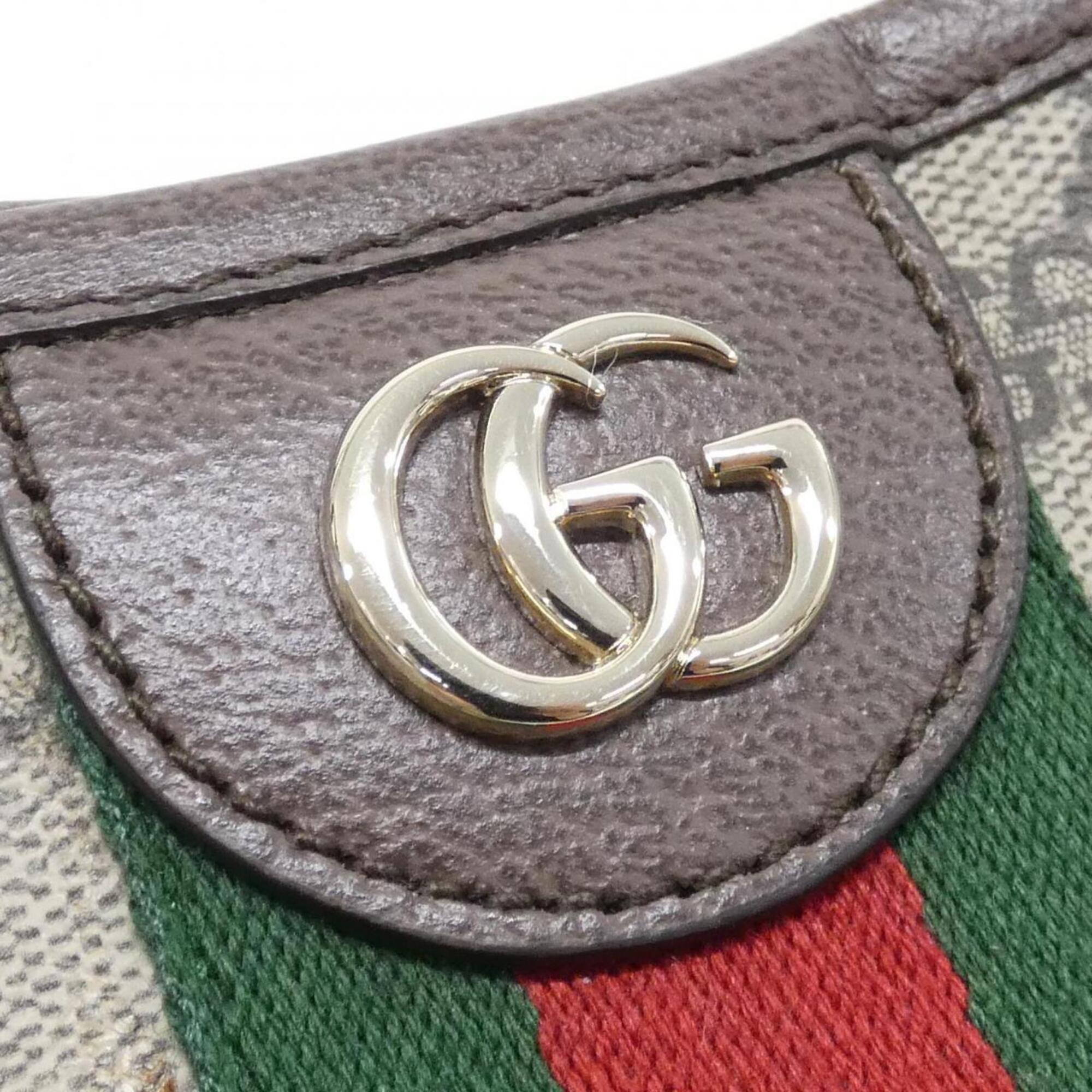 Gucci Beige Brown Coated Canvas Leather Shoulder Bag (Pre-Owned)