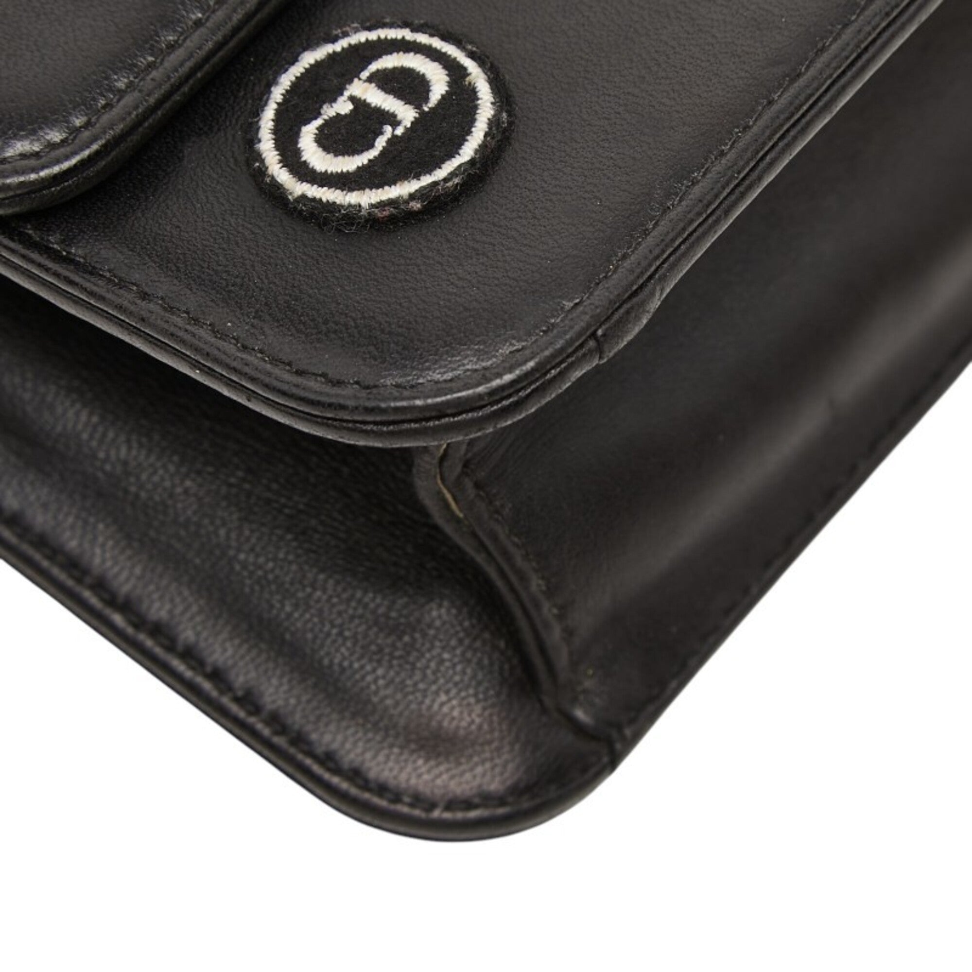 Christian Dior Black Pink Spangles Leather Shoulder Bag (Pre-Owned)