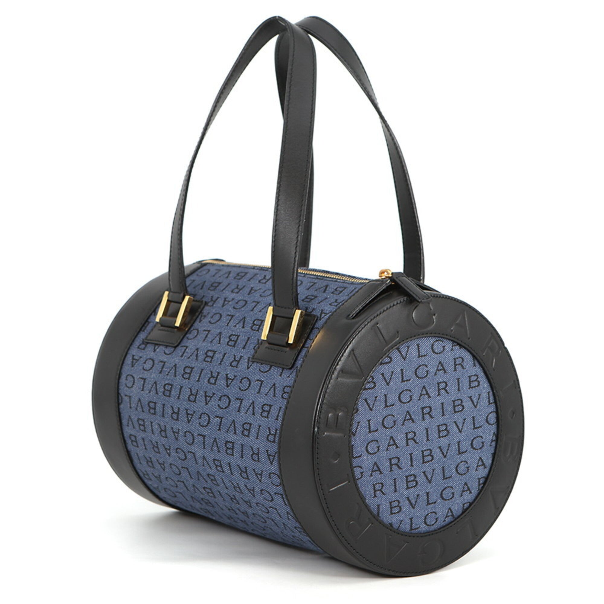 Bvlgari B.Zero1 Navy Black Denim Leather Handbag (Pre-Owned)