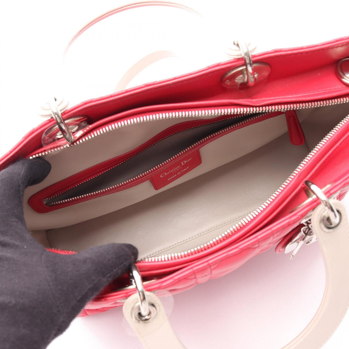 Christian Dior Gray Pink Leather Handbag (Pre-Owned)