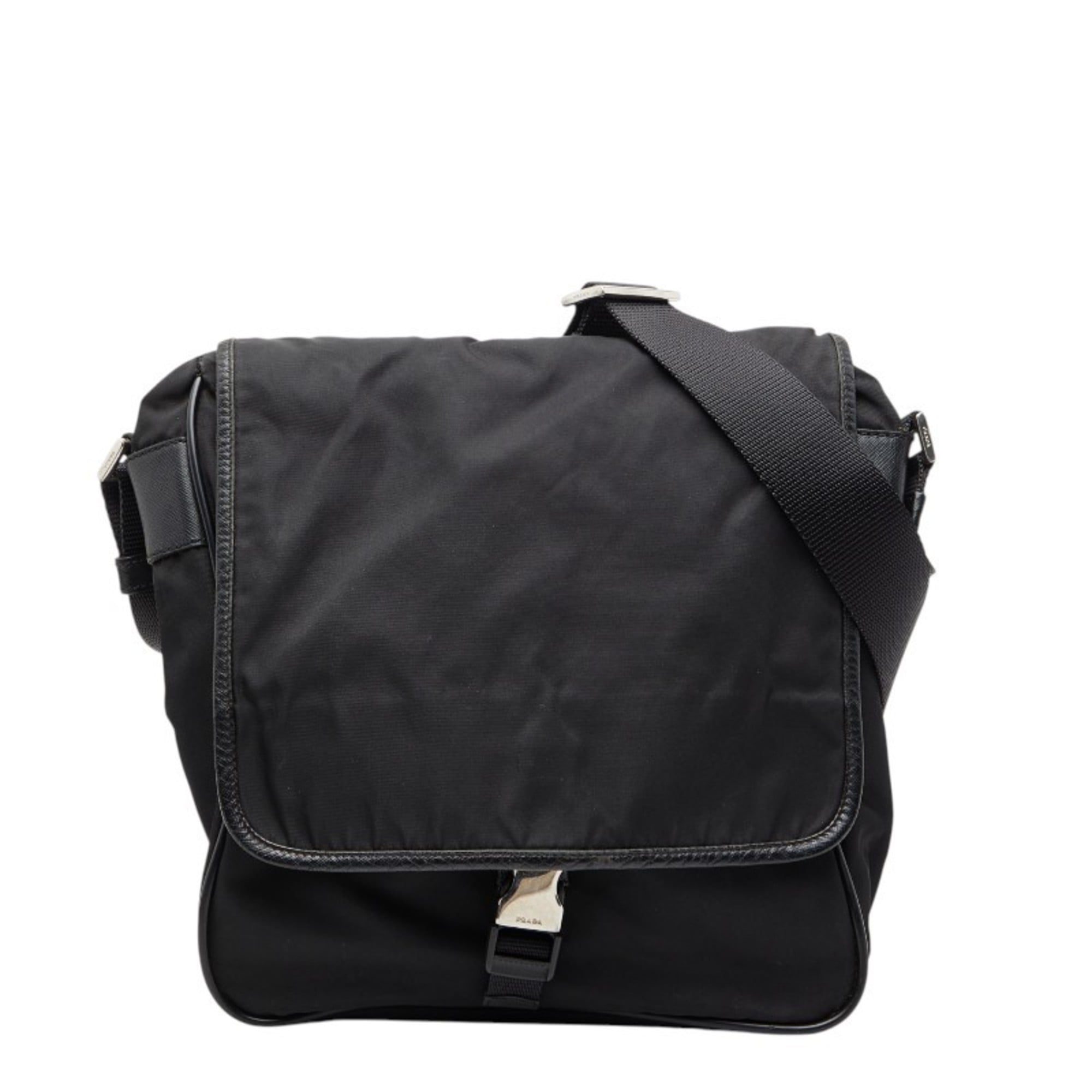 Prada Black Nylon Leather Shoulder Bag (Pre-Owned)