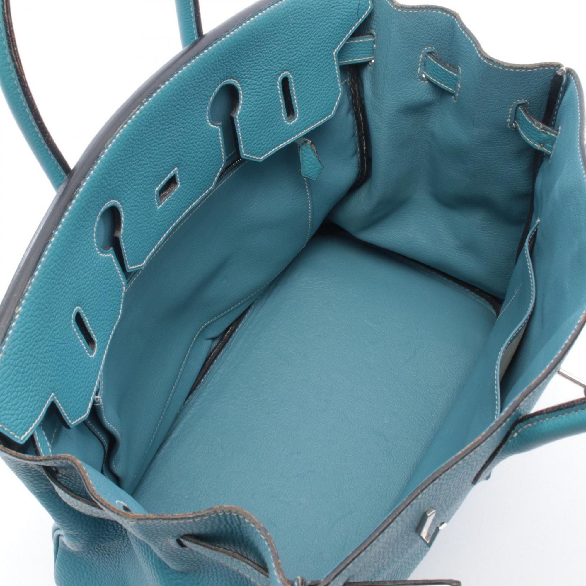 Hermes Blue Leather Handbag (Pre-Owned)