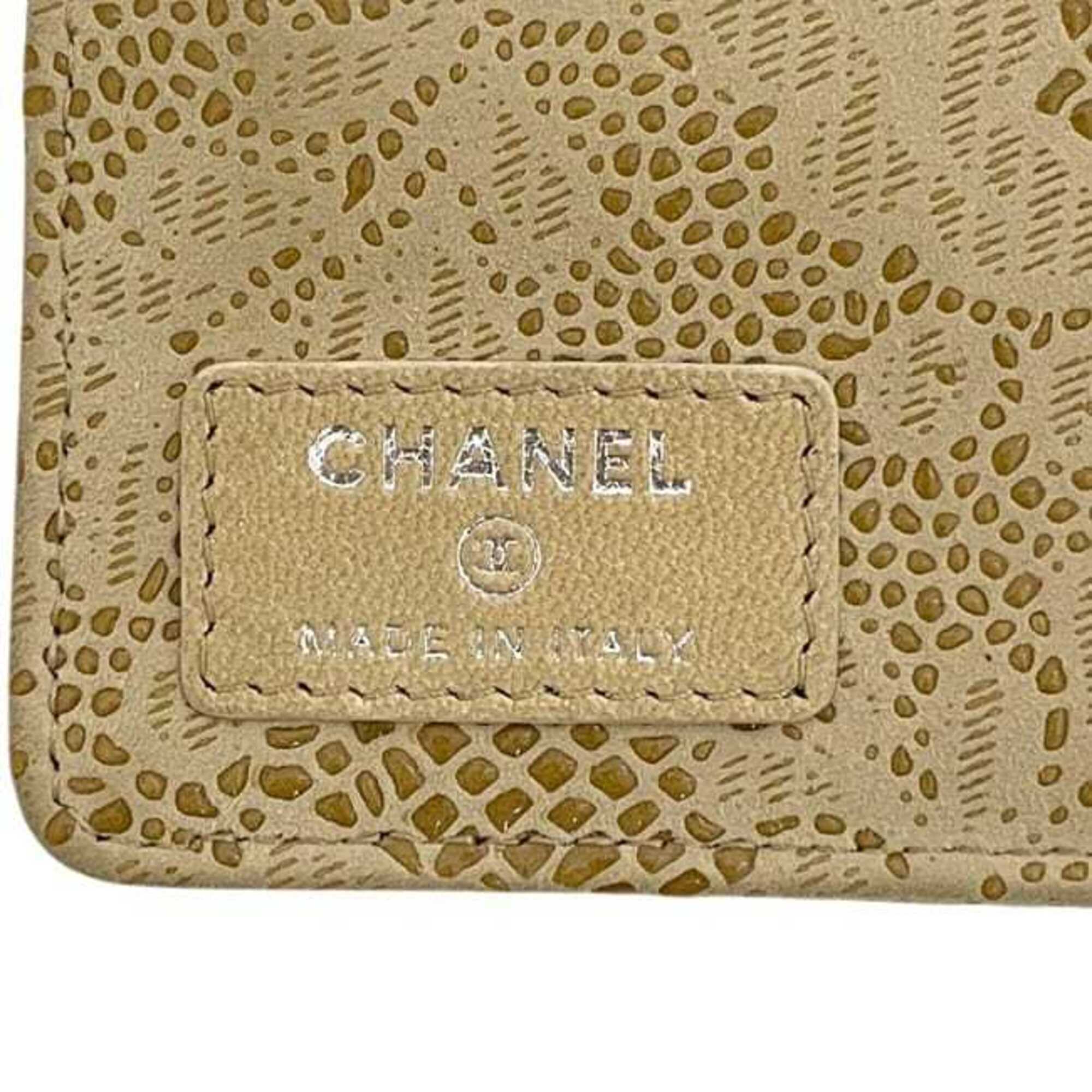 Chanel Beige Leather Long Wallet (Bi-Fold) (Pre-Owned)