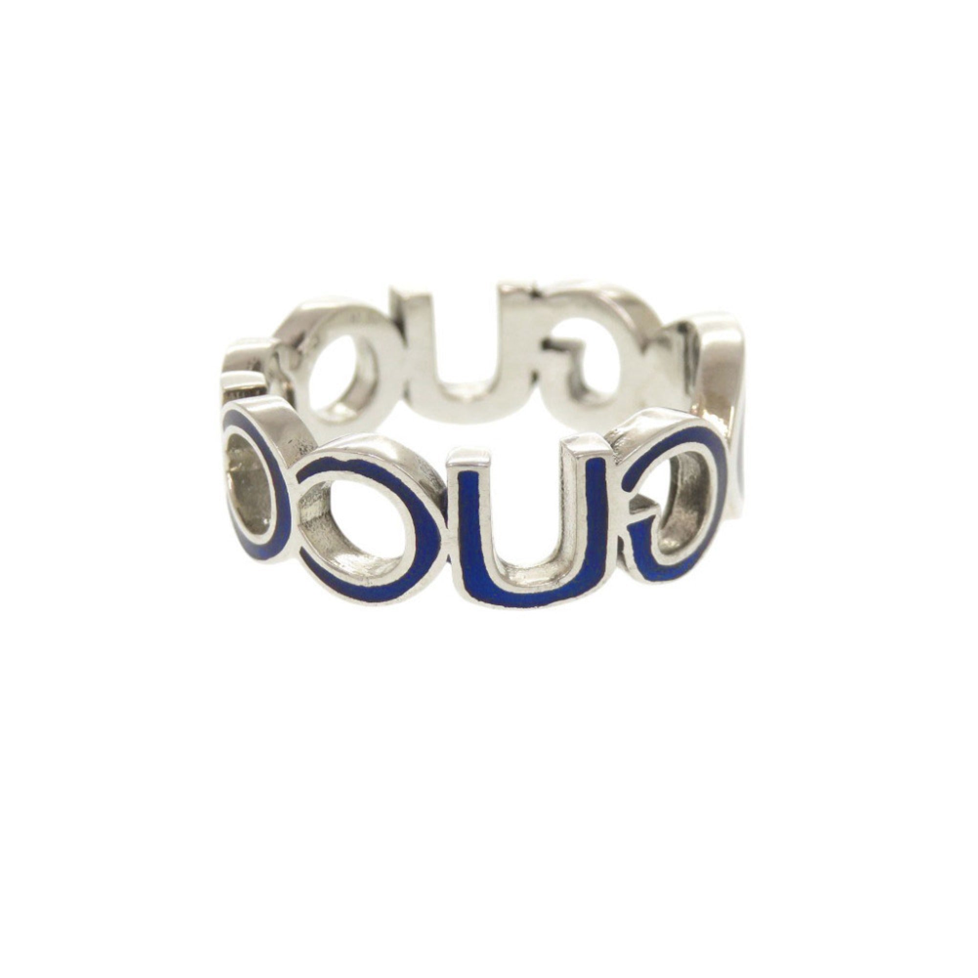 Gucci Silver Blue Silver 925 Band Ring (Pre-Owned)