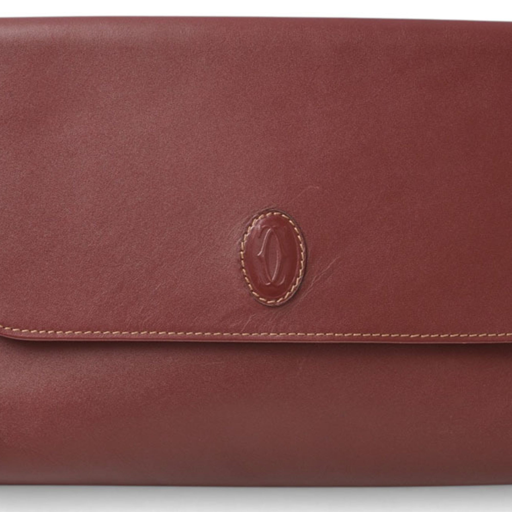 Cartier Bordeaux Leather Clutch Bag (Pre-Owned)