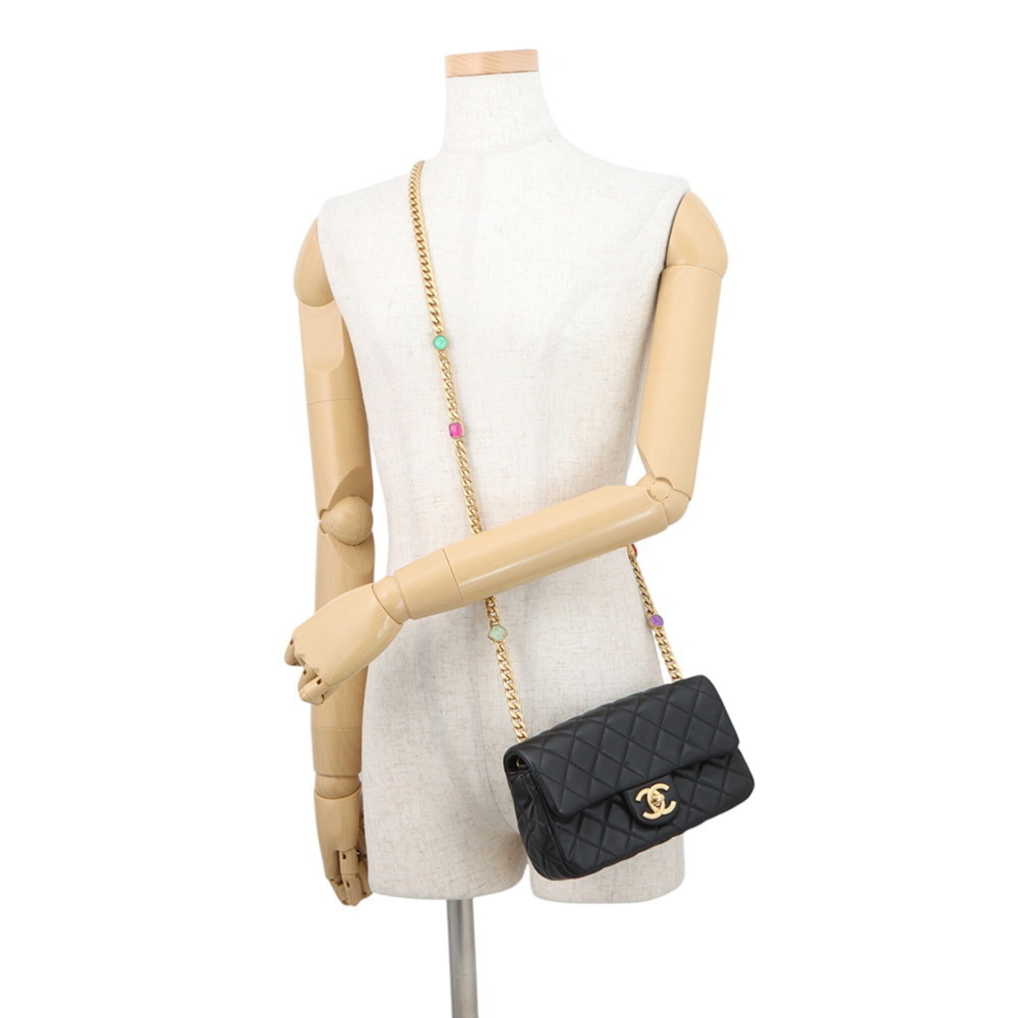 Chanel Black Leather Handbag Shoulder Bag (Pre-Owned)