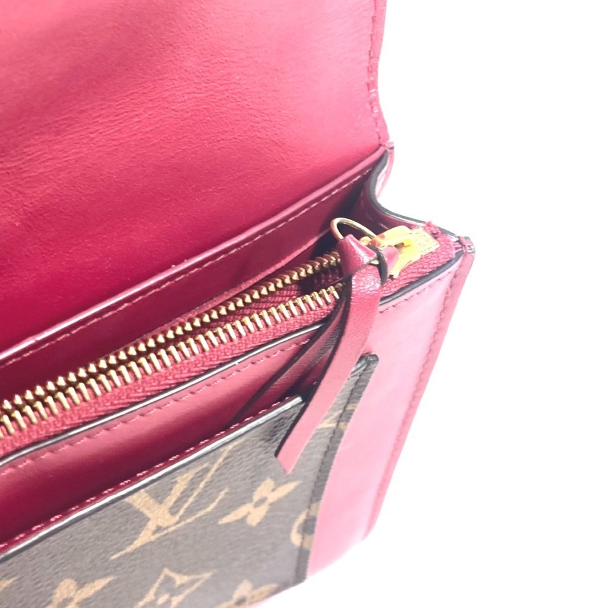 Louis Vuitton Brown Fuchsia Pink Monogram Clutch Bag Shoulder Bag (Pre-Owned)