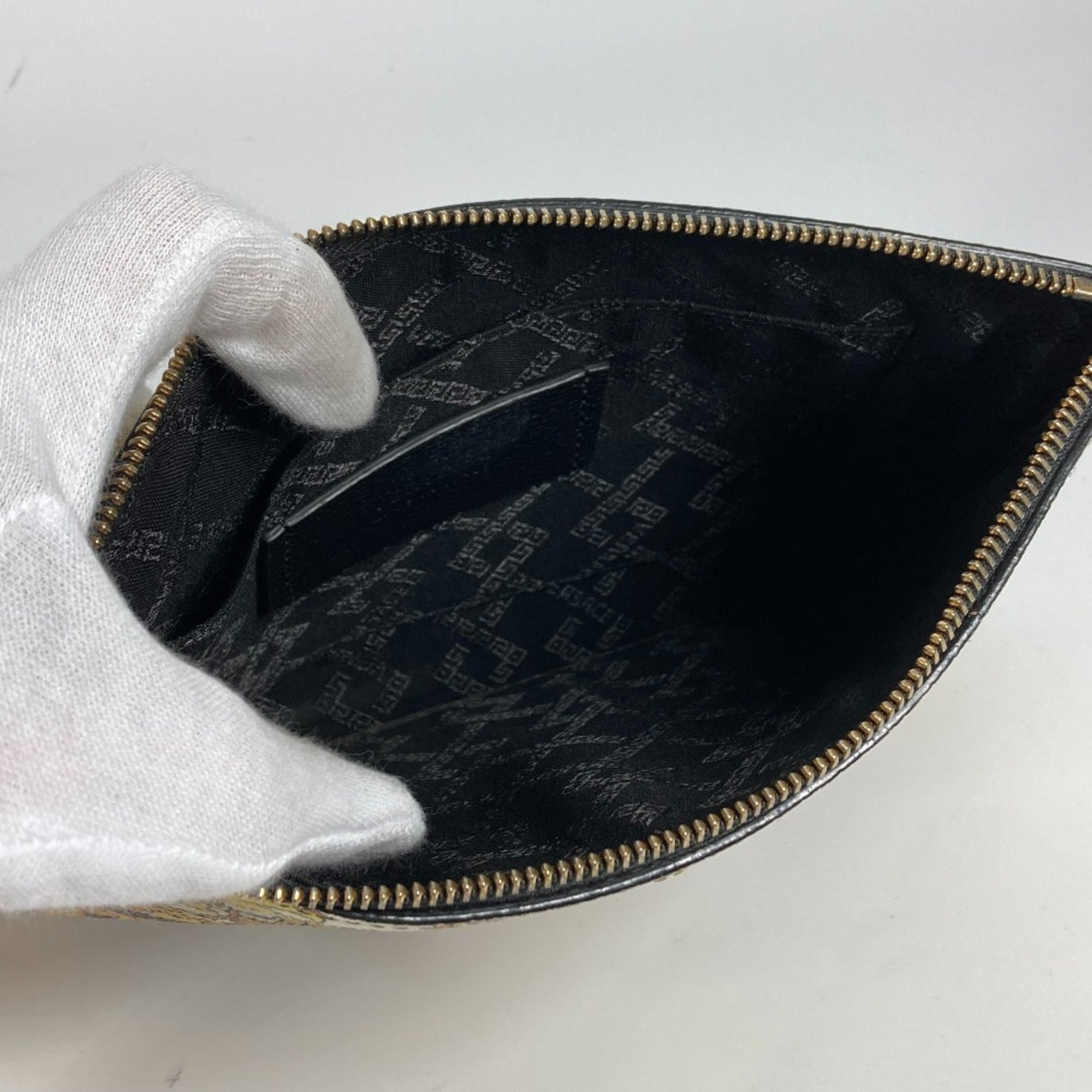 Versace Black Yellow Leather Clutch Bag Pouch (Pre-Owned)