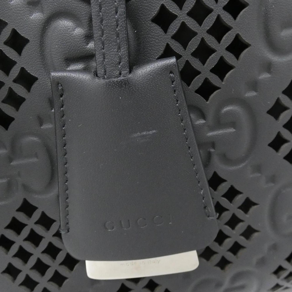 Gucci Black Gg Leather Handbag Pouch (Pre-Owned)