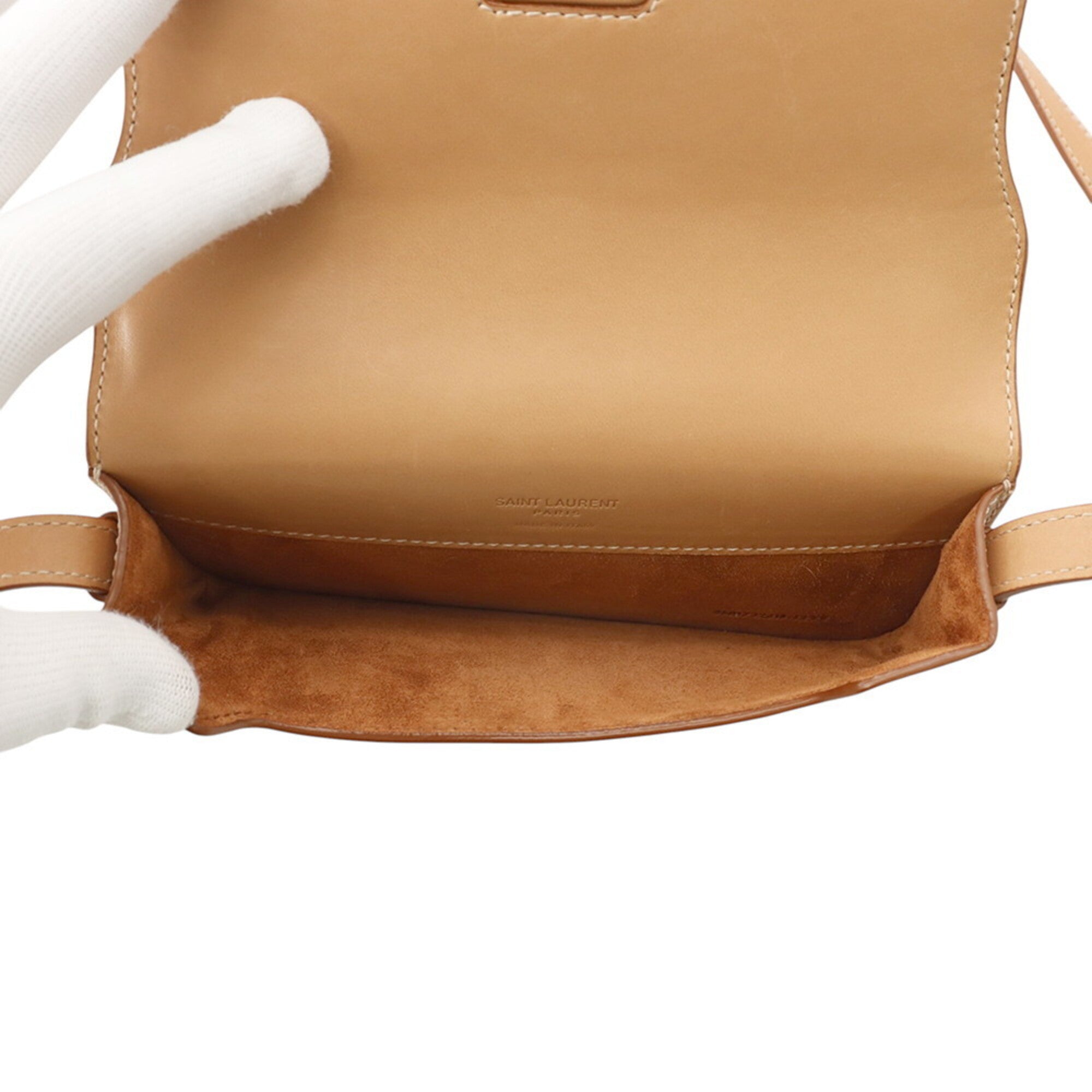 Yves Saint Laurent Beige Leather Handbag Shoulder Bag (Pre-Owned)