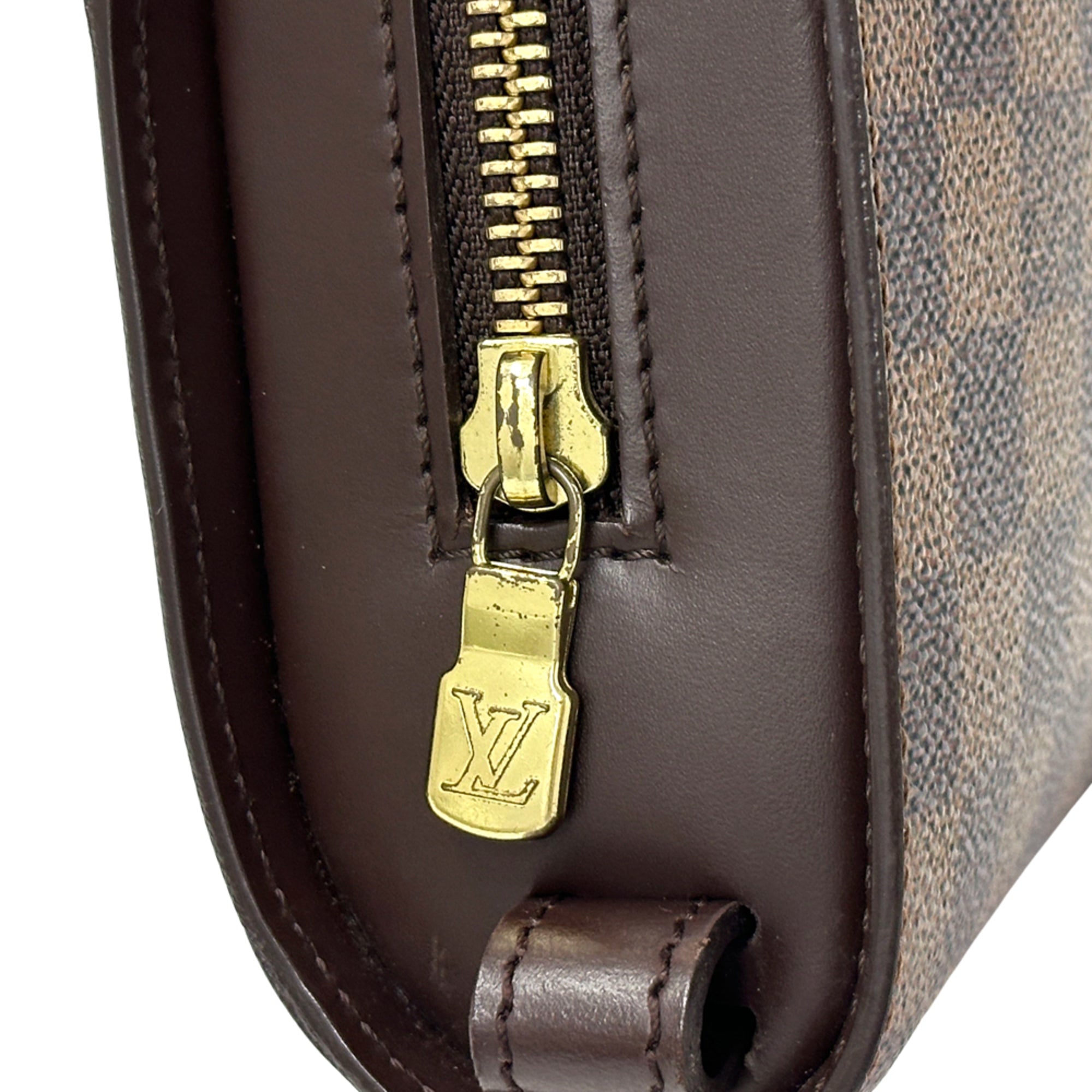 Louis Vuitton Brown Ebene Damier Canvas Clutch Bag Handbag (Pre-Owned)