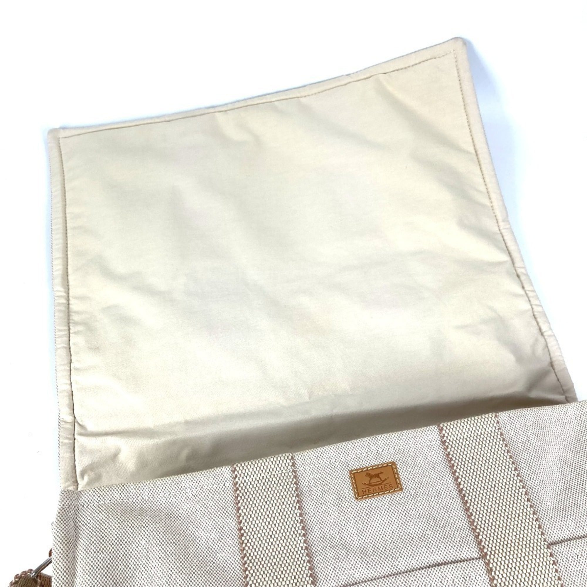 Hermes Beige Cotton Leather Shoulder Bag (Pre-Owned)