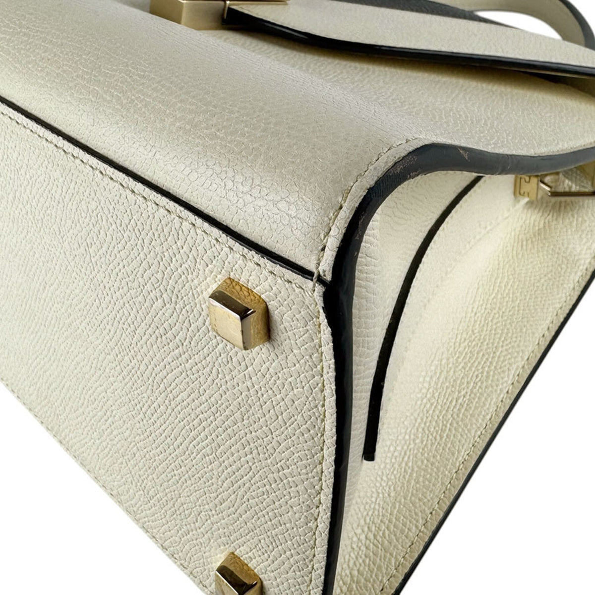 Valextra Black Ivory Leather Handbag Shoulder Bag (Pre-Owned)