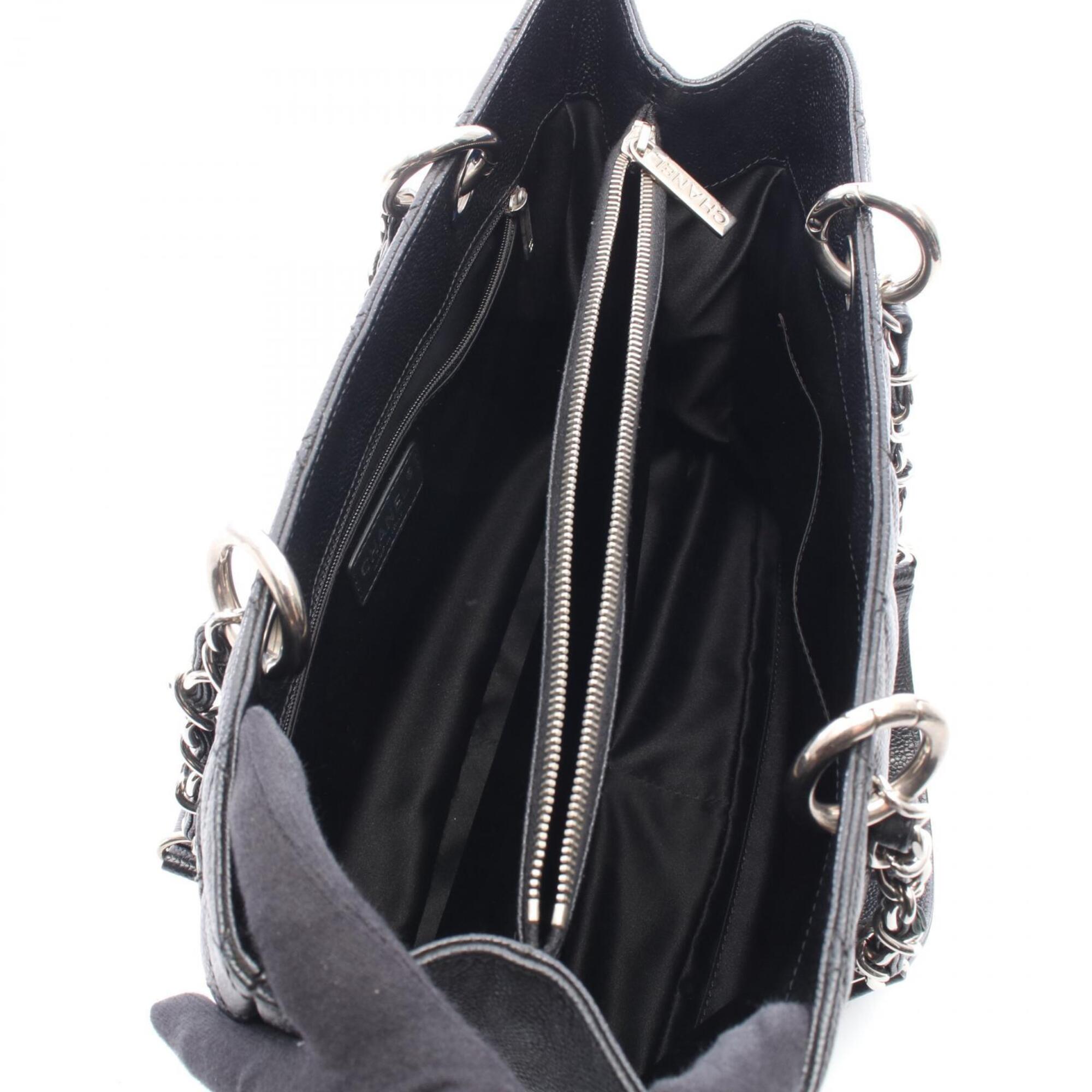 Chanel Black Grained Calfskin Handbag Tote Bag (Pre-Owned)