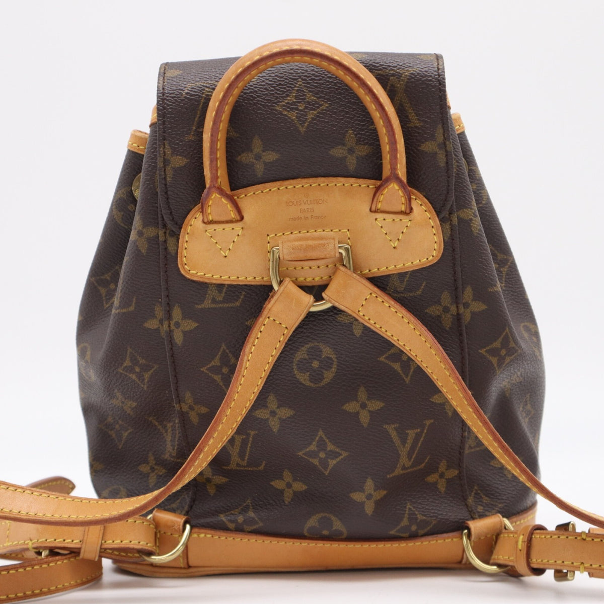 Louis Vuitton Beige Brown Coated Canvas Leather Backpack (Pre-Owned)