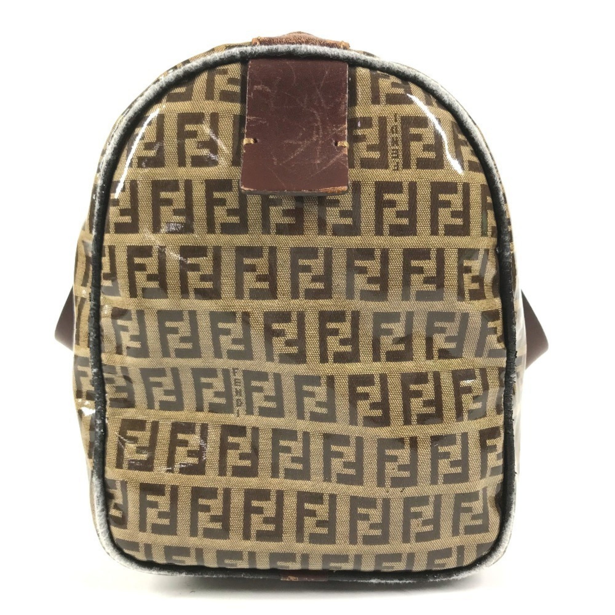 Fendi Brown Zucca Boston Bag Handbag (Pre-Owned)