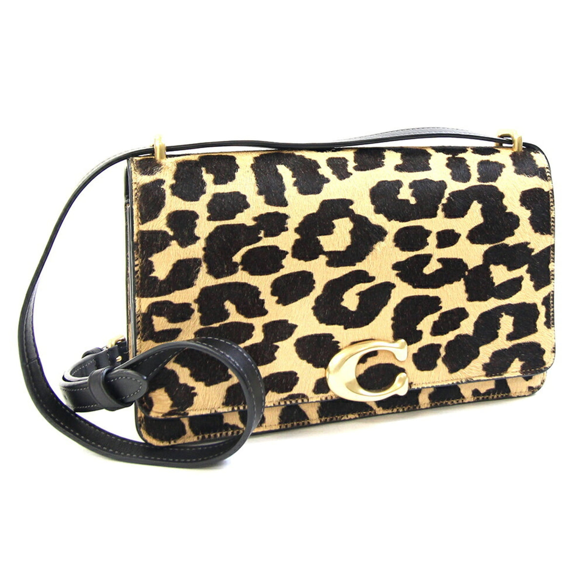 Coach Beige Black Leather Shoulder Bag (Pre-Owned)