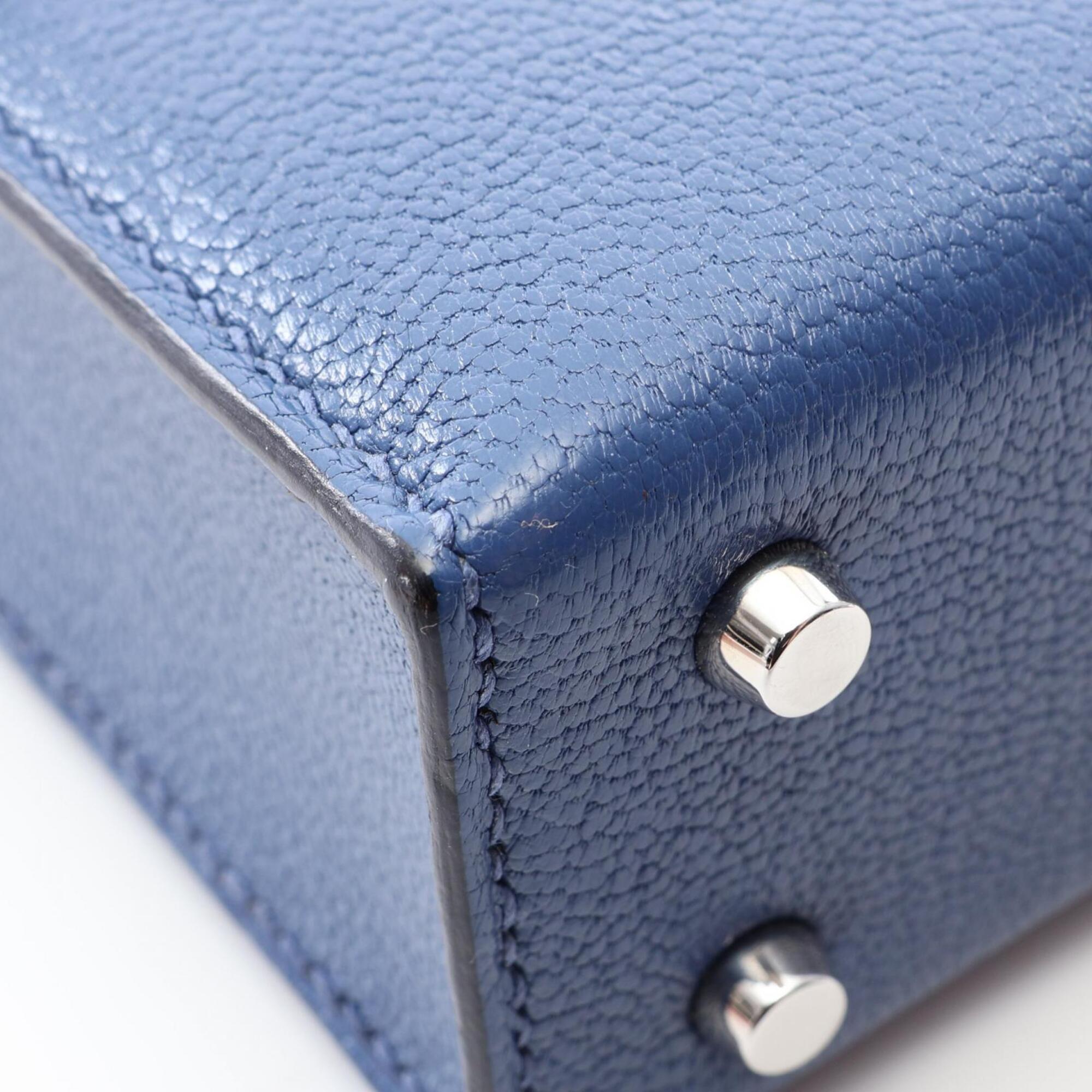 Hermes Blue Chevre Leather Handbag Shoulder Bag (Pre-Owned)