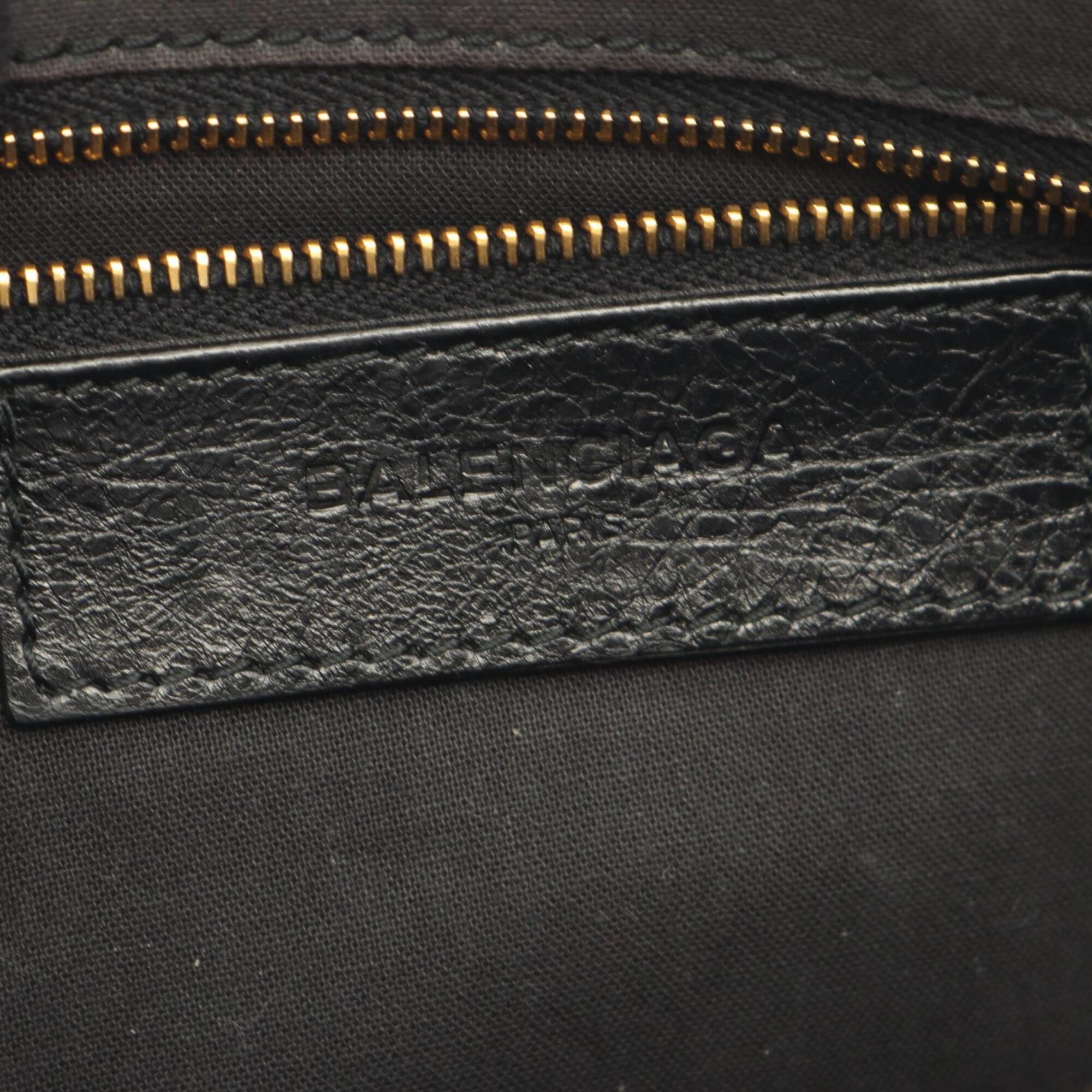 Balenciaga Black Leather Handbag Shoulder Bag (Pre-Owned)