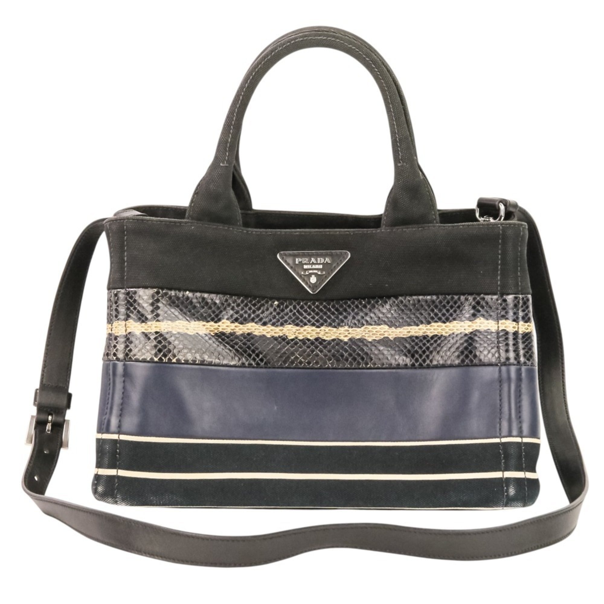 Prada Black Navy Handbag Shoulder Bag (Pre-Owned)
