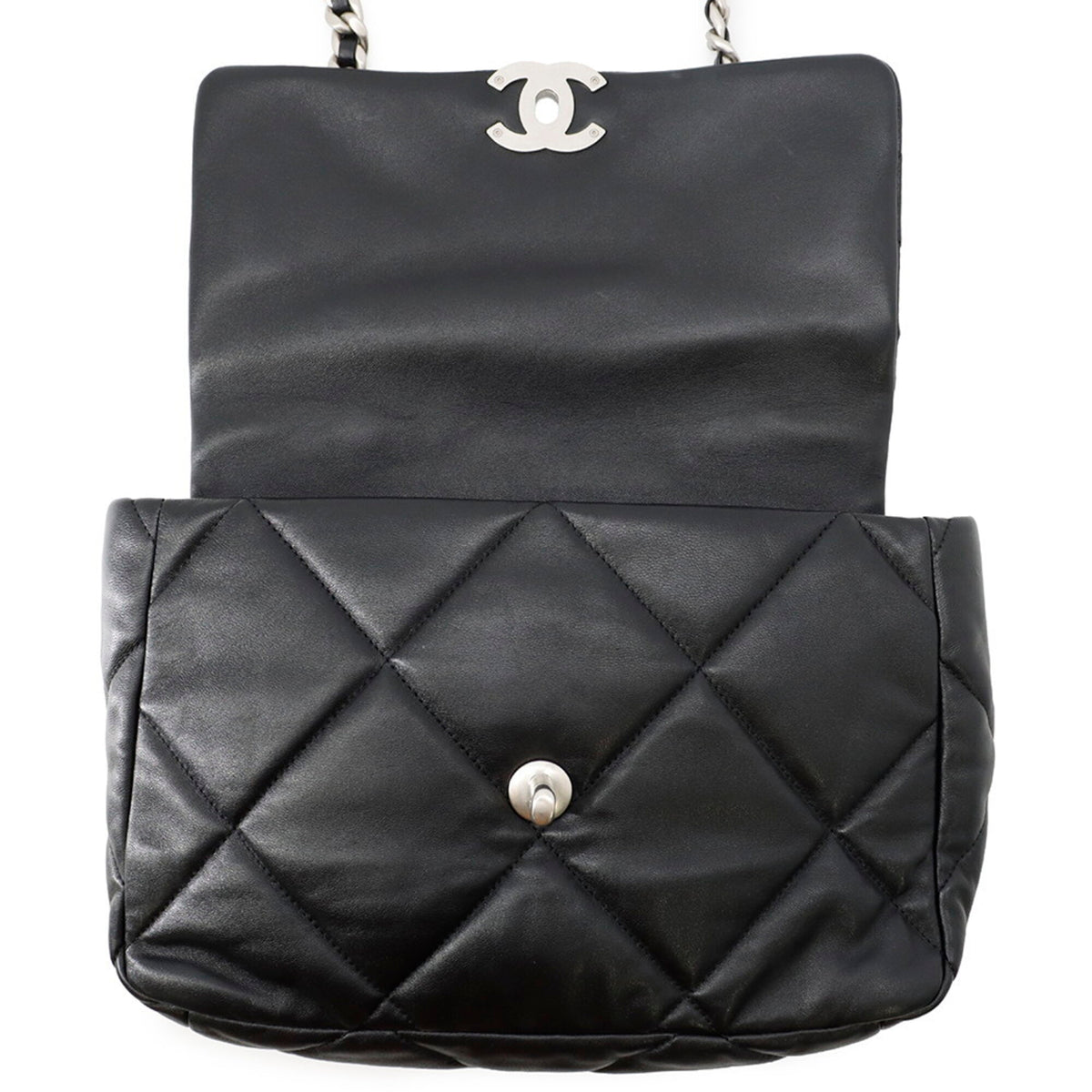 Chanel Black Leather Handbag Shoulder Bag (Pre-Owned)