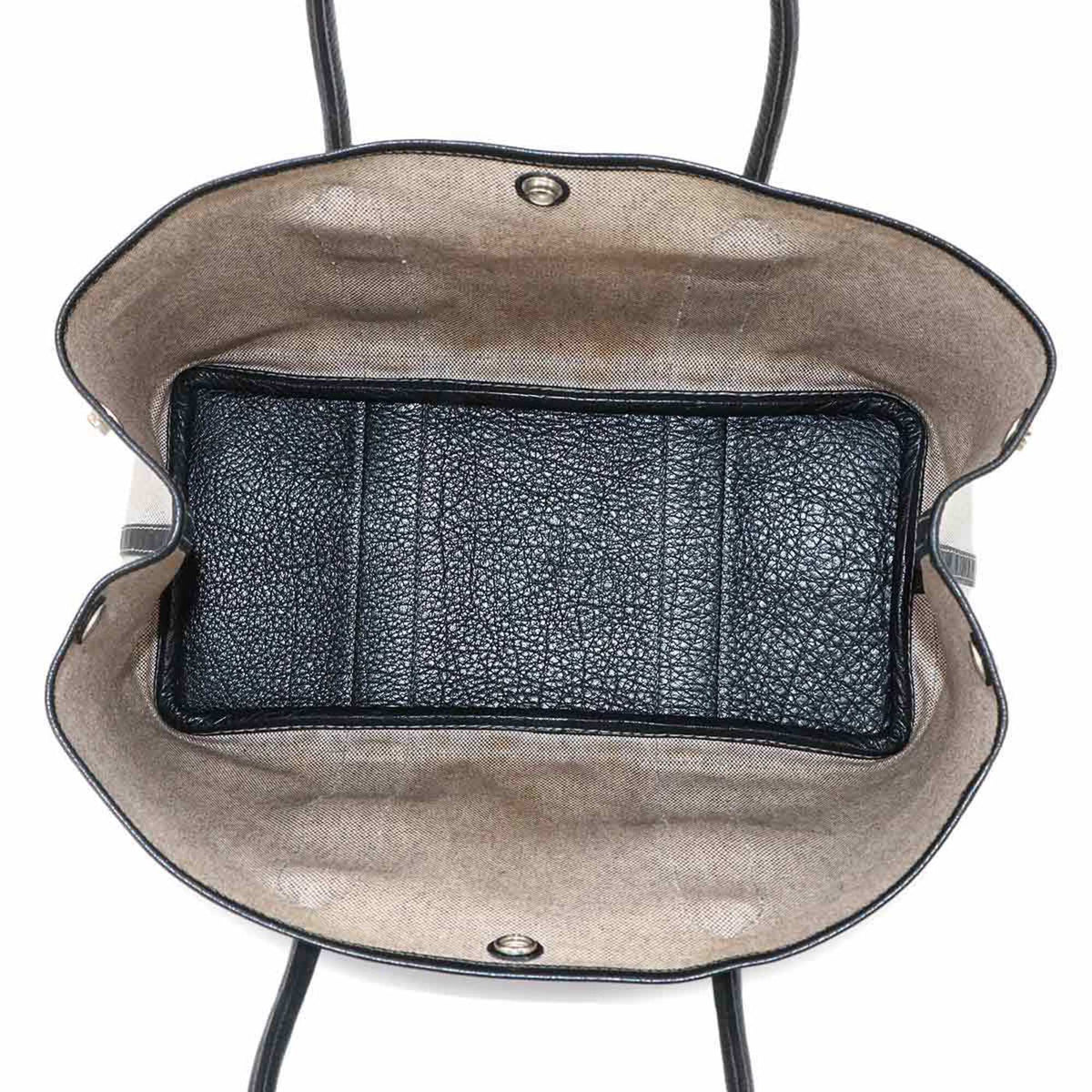 Hermes Black Gray Toile H Leather Handbag Tote Bag (Pre-Owned)