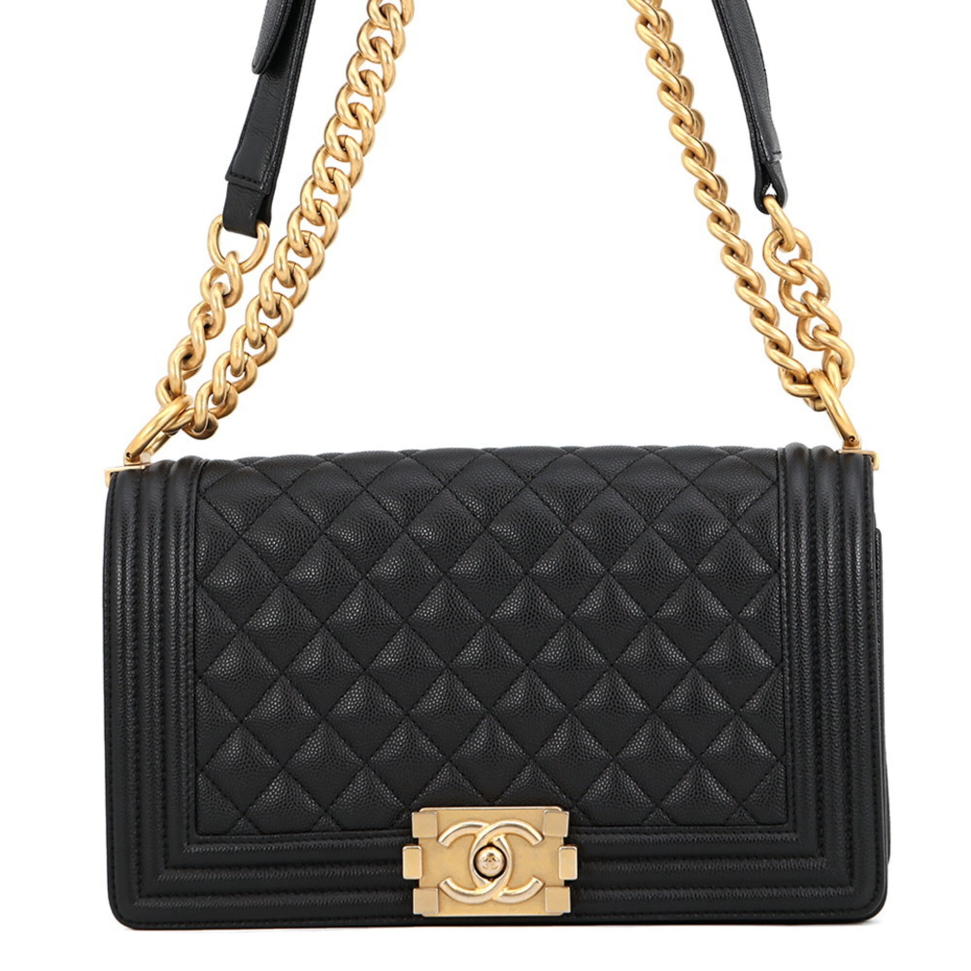 Chanel Black Grained Calfskin Handbag Shoulder Bag (Pre-Owned)