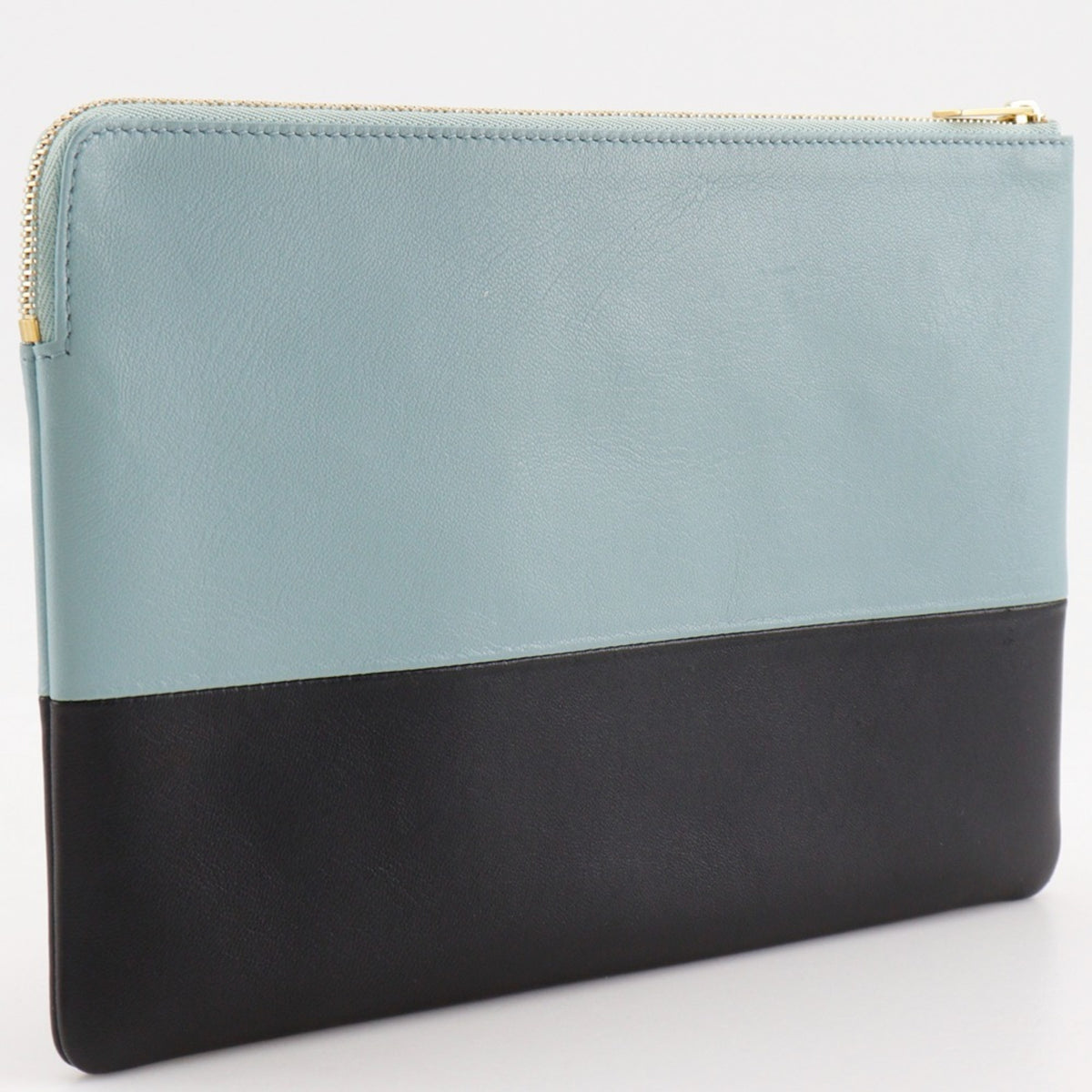 Celine Black Light Blue Leather Clutch Bag Pouch (Pre-Owned)