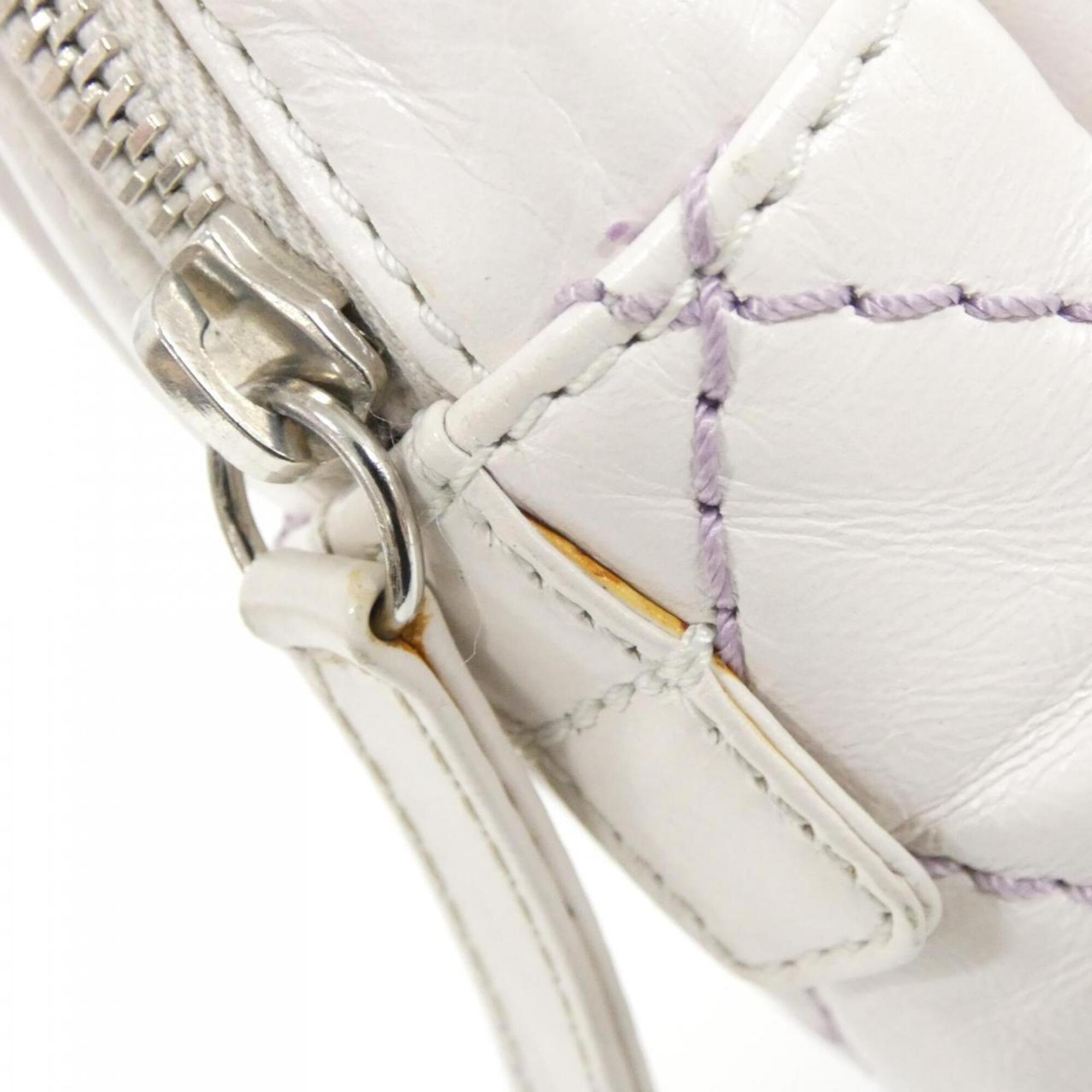 Chanel Purple White Leather Shoulder Bag (Pre-Owned)