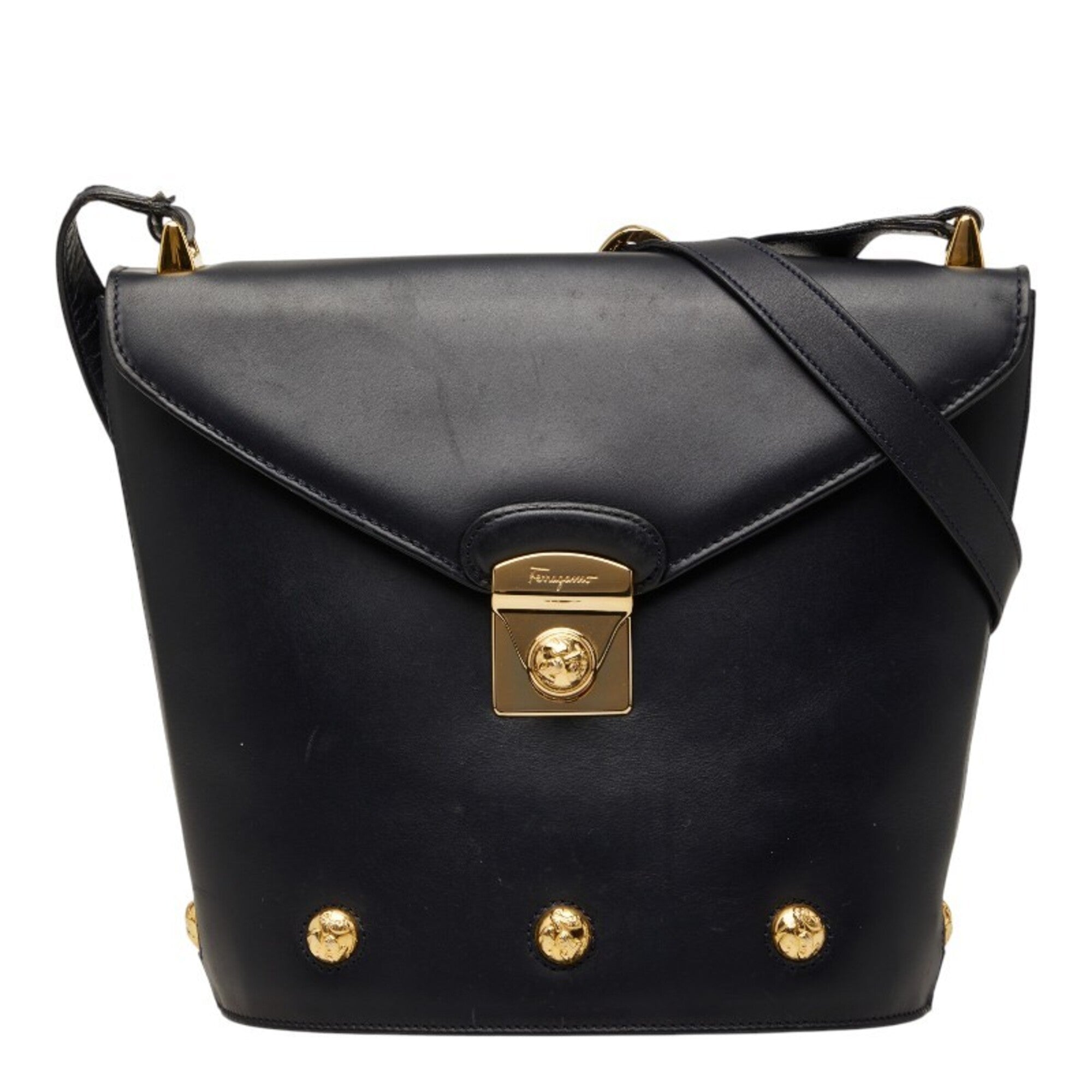 Salvatore Ferragamo Black Leather Shoulder Bag (Pre-Owned)
