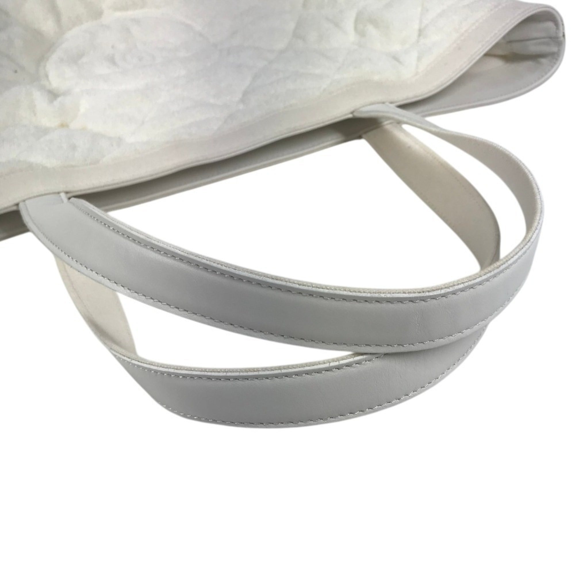 Chanel White Yellow Cotton Leather Beach Bag Shoulder Bag Tote Bag (Pre-Owned)