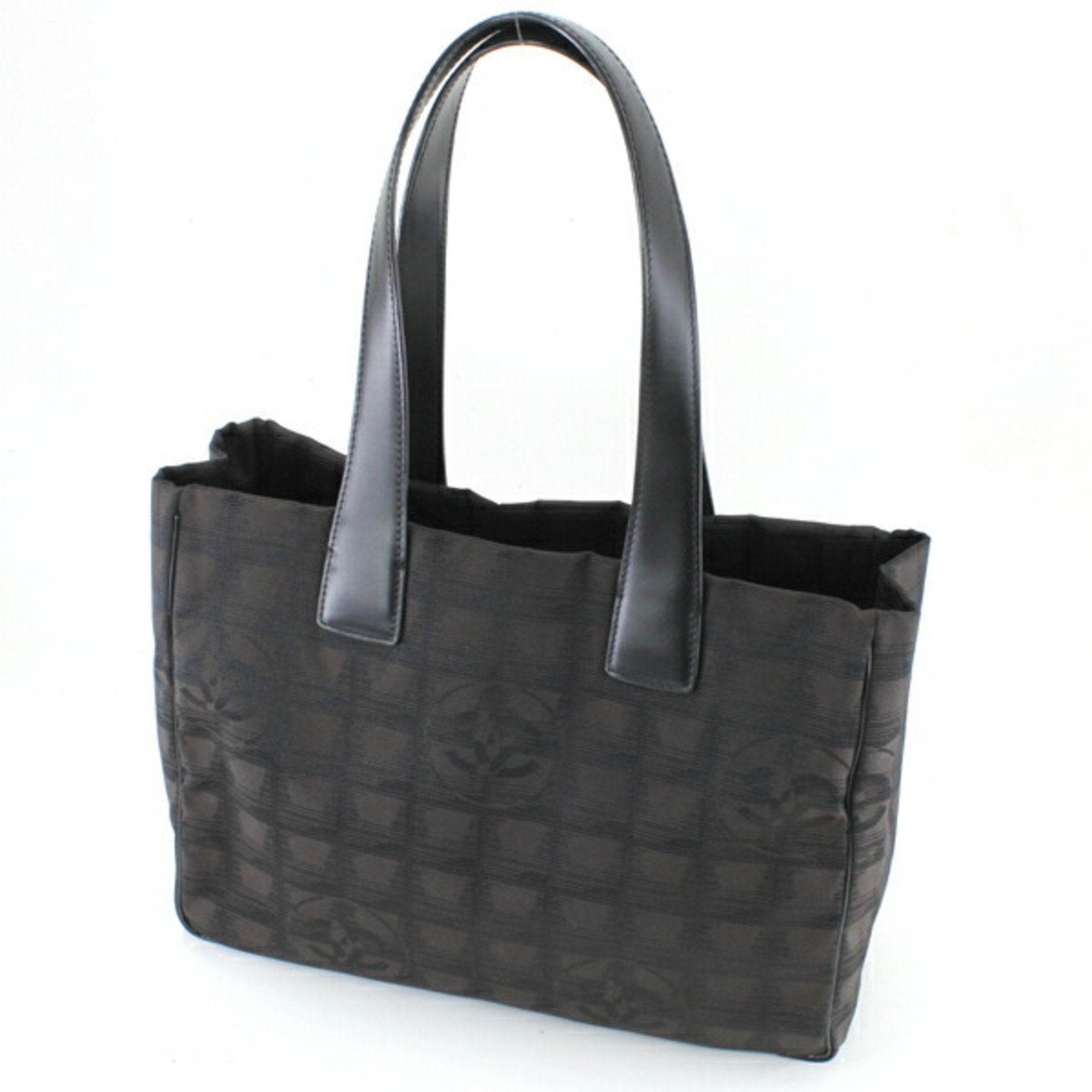 Chanel Brown Dark Brown New Travel Line Leather Handbag Tote Bag (Pre-Owned)