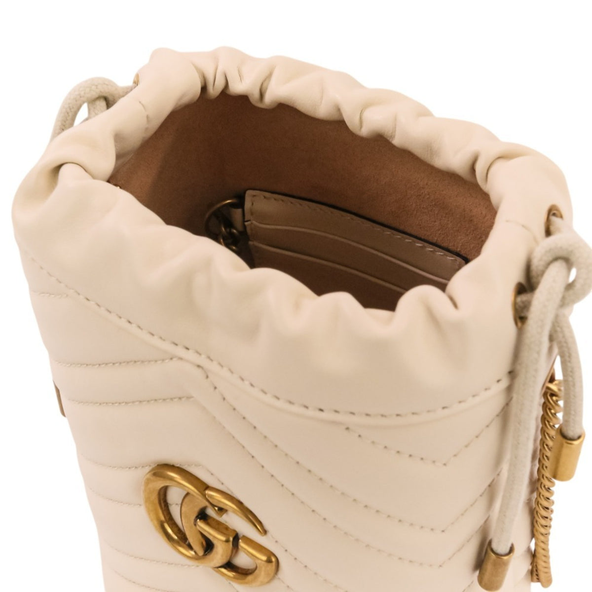Gucci Gg Marmont Ivory Leather Shoulder Bag (Pre-Owned)