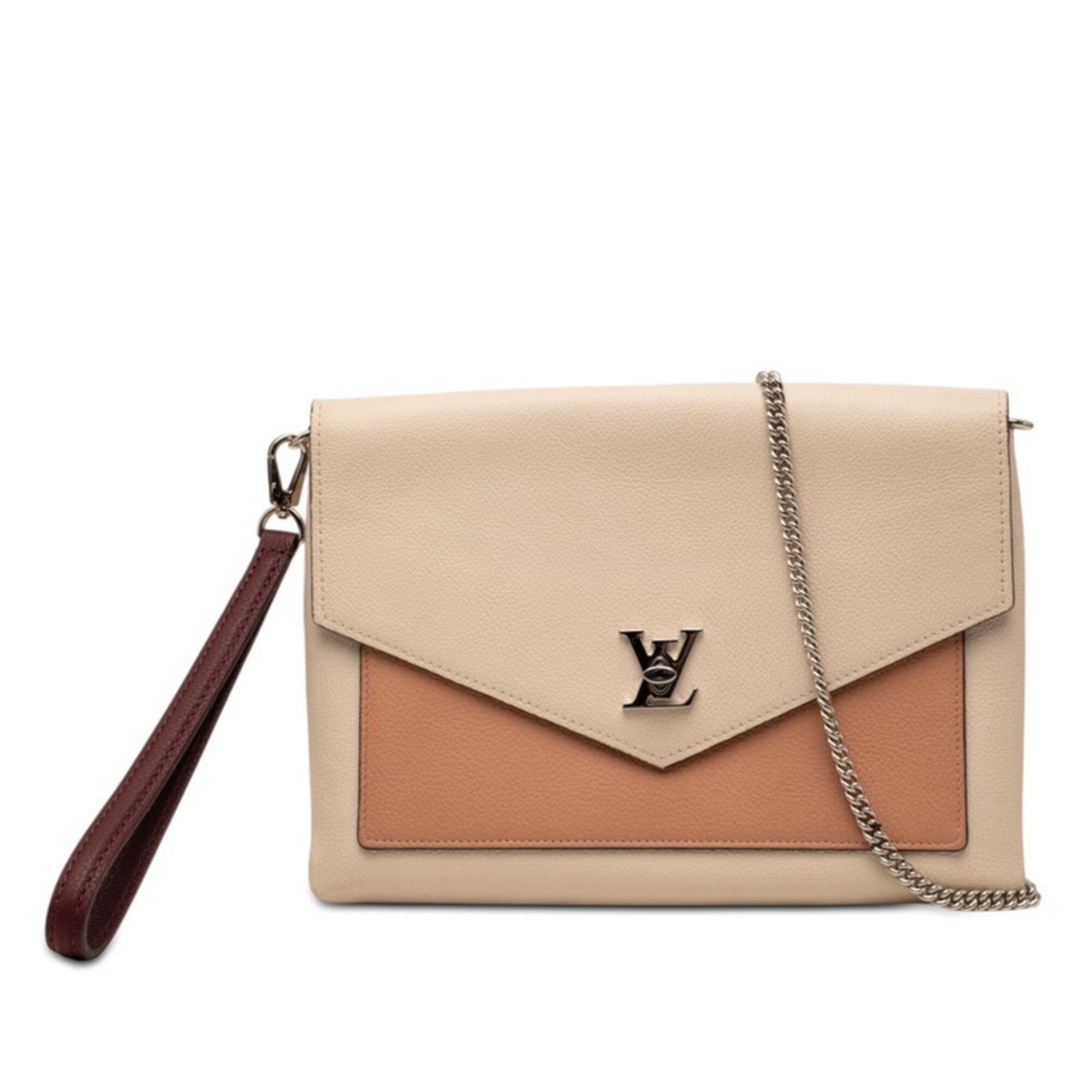 Louis Vuitton Beige Leather Clutch Bag Pochette Shoulder Bag (Pre-Owned)